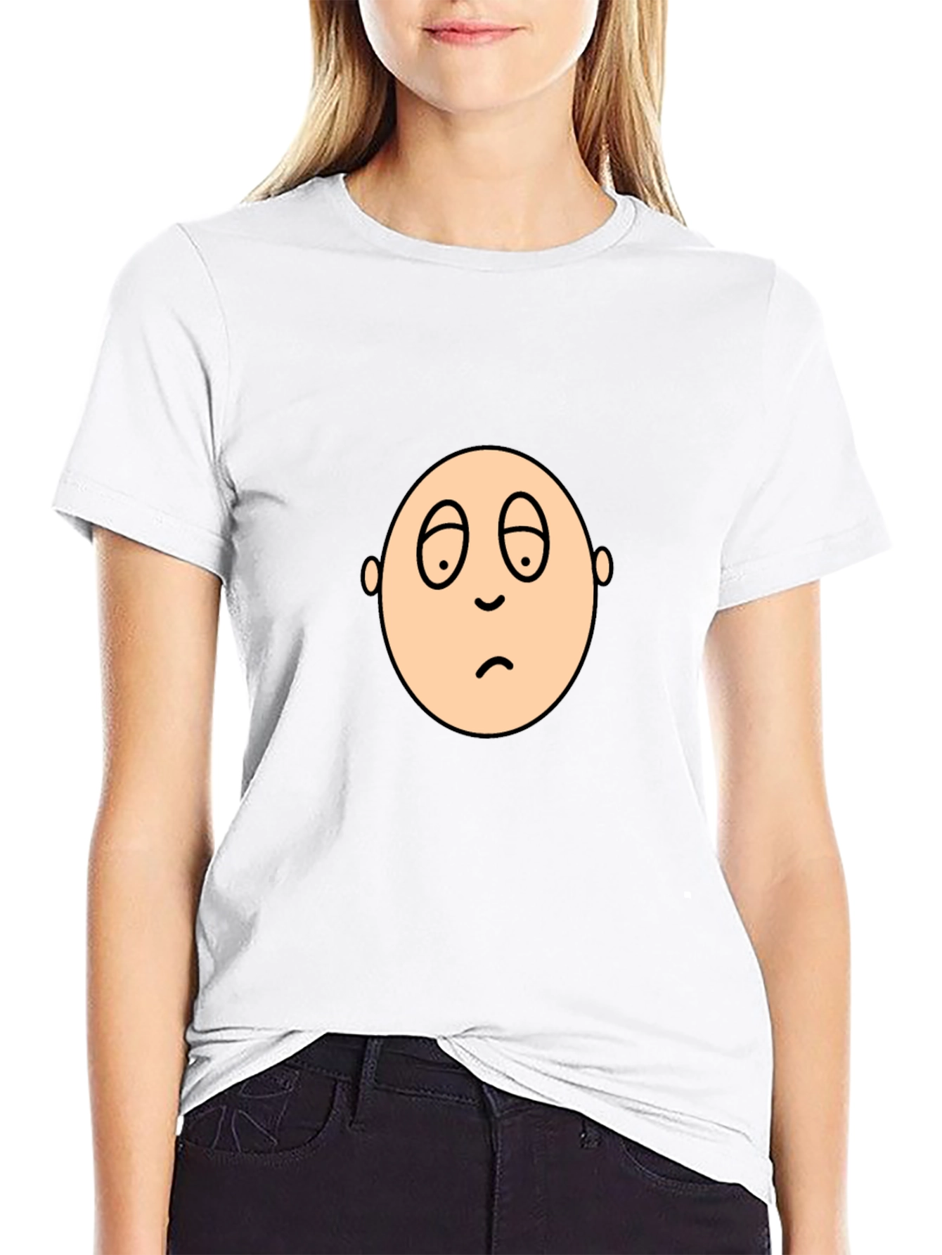 Black Sad Face Graphic Black T-Shirt view 9