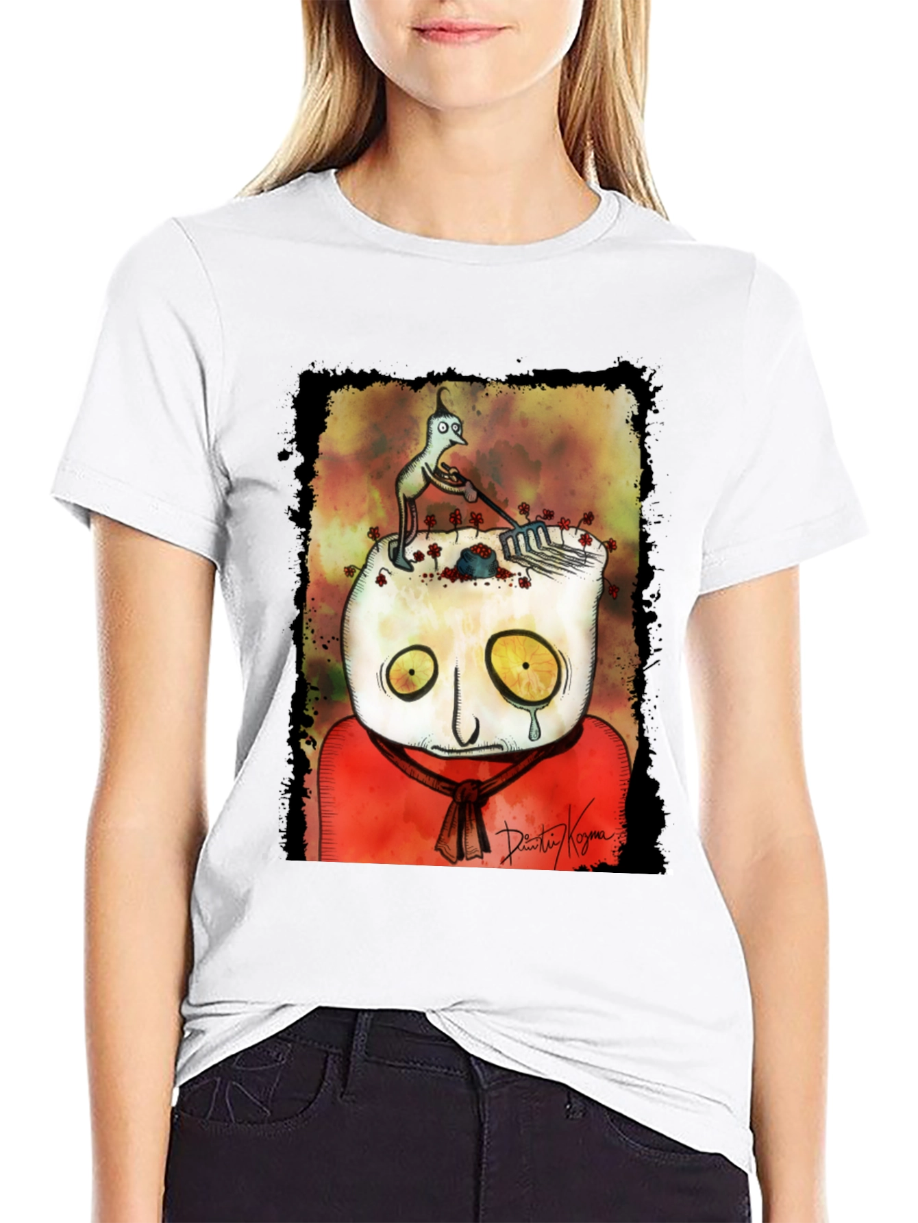 Black Unique Graphic Print T-Shirt - Abstract Art Tee view 9