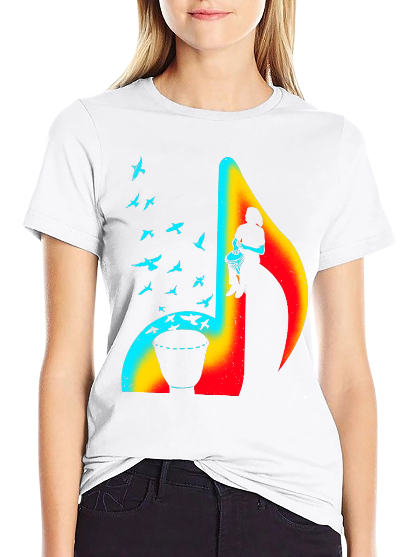 Black Musical Note Drum T-Shirt - Unique Design view 9