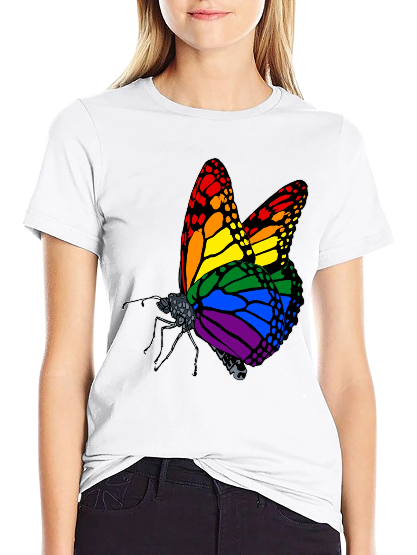 Black Rainbow Butterfly Graphic Tee view 9