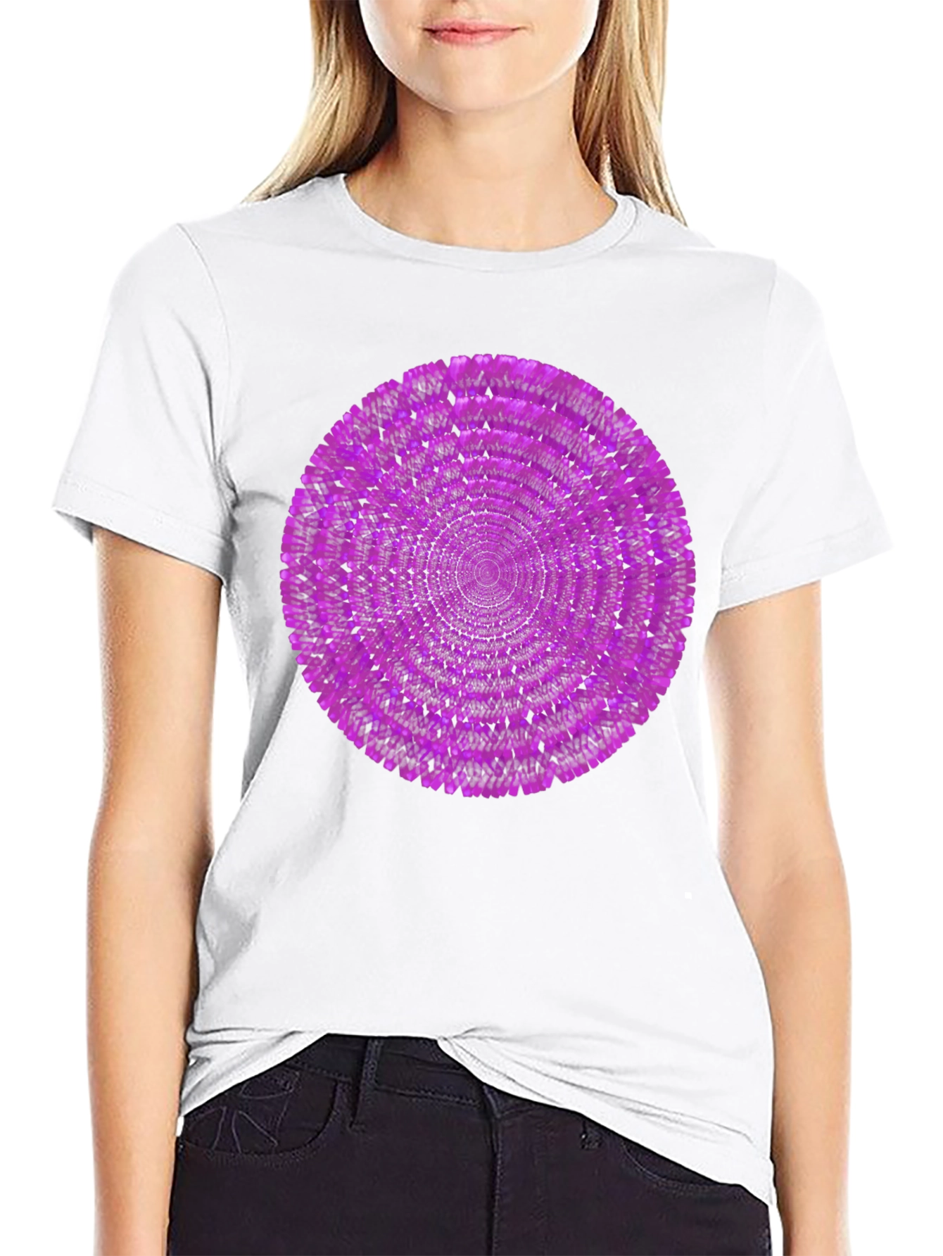 Black Abstract Purple Circle Graphic Black T-Shirt view 9