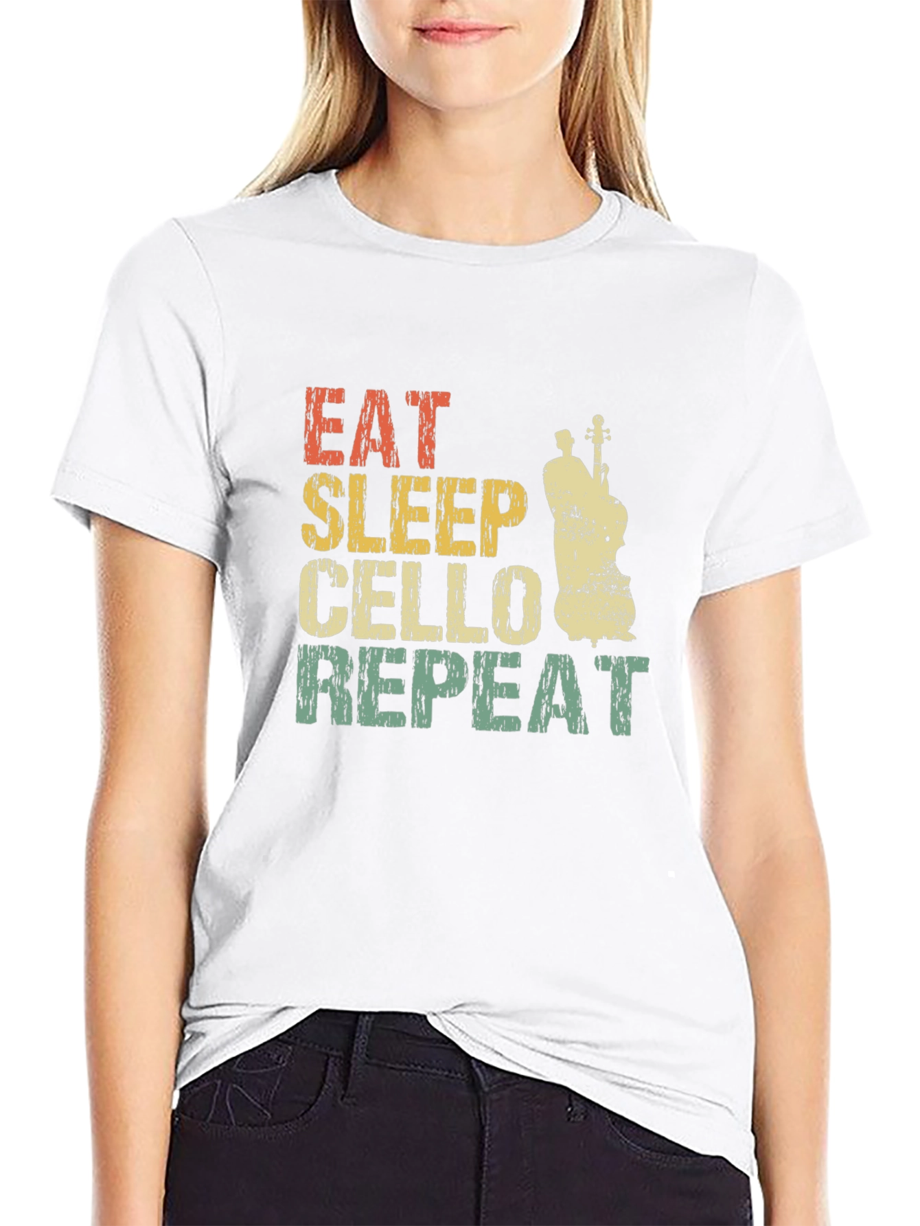 Black Eat Sleep Cello Repeat T-Shirt view 9