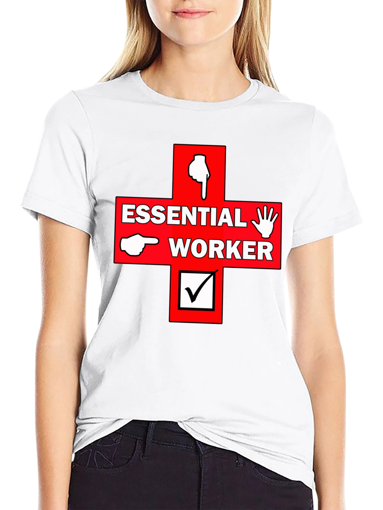 Black Essential Worker Graphic Print Tee view 9