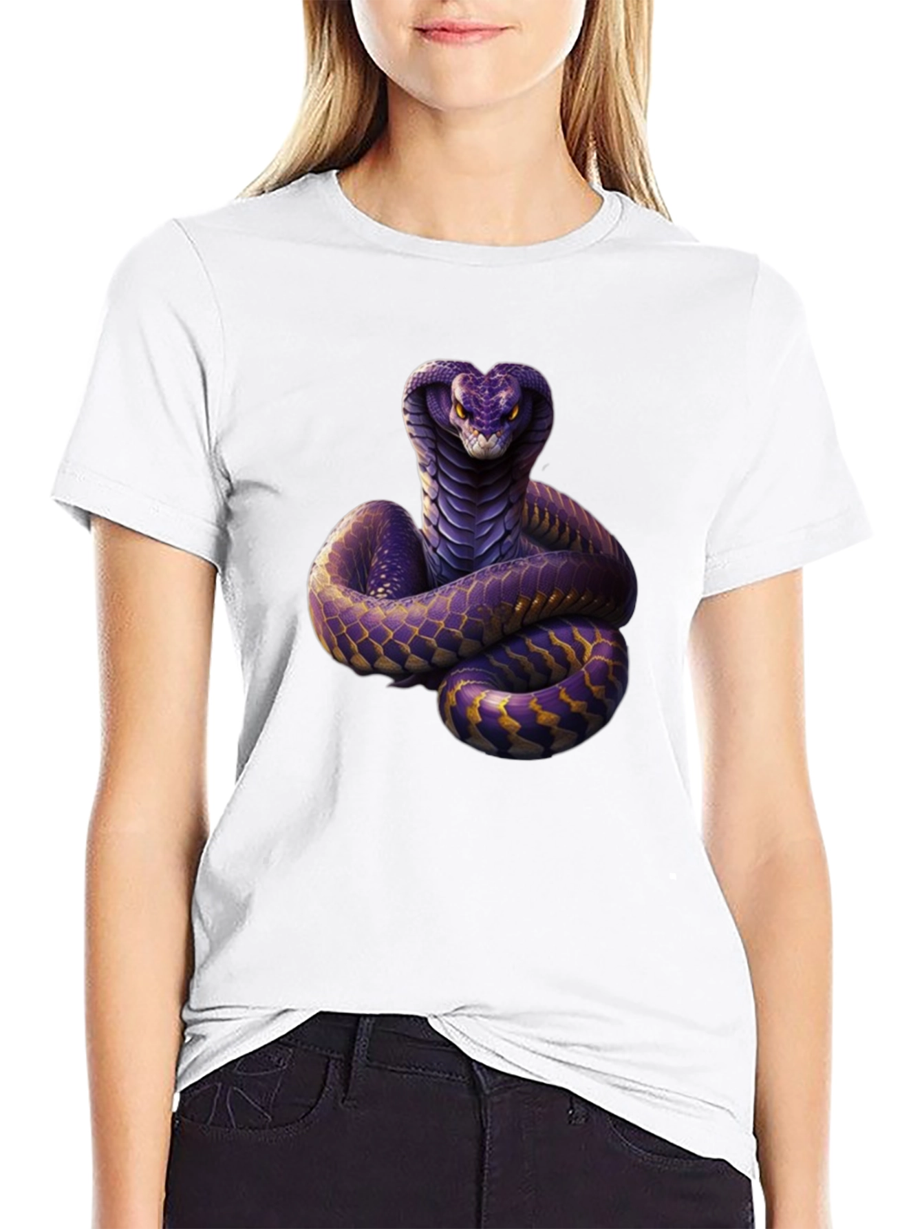 Black Cobra Graphic Print Black T-Shirt view 9