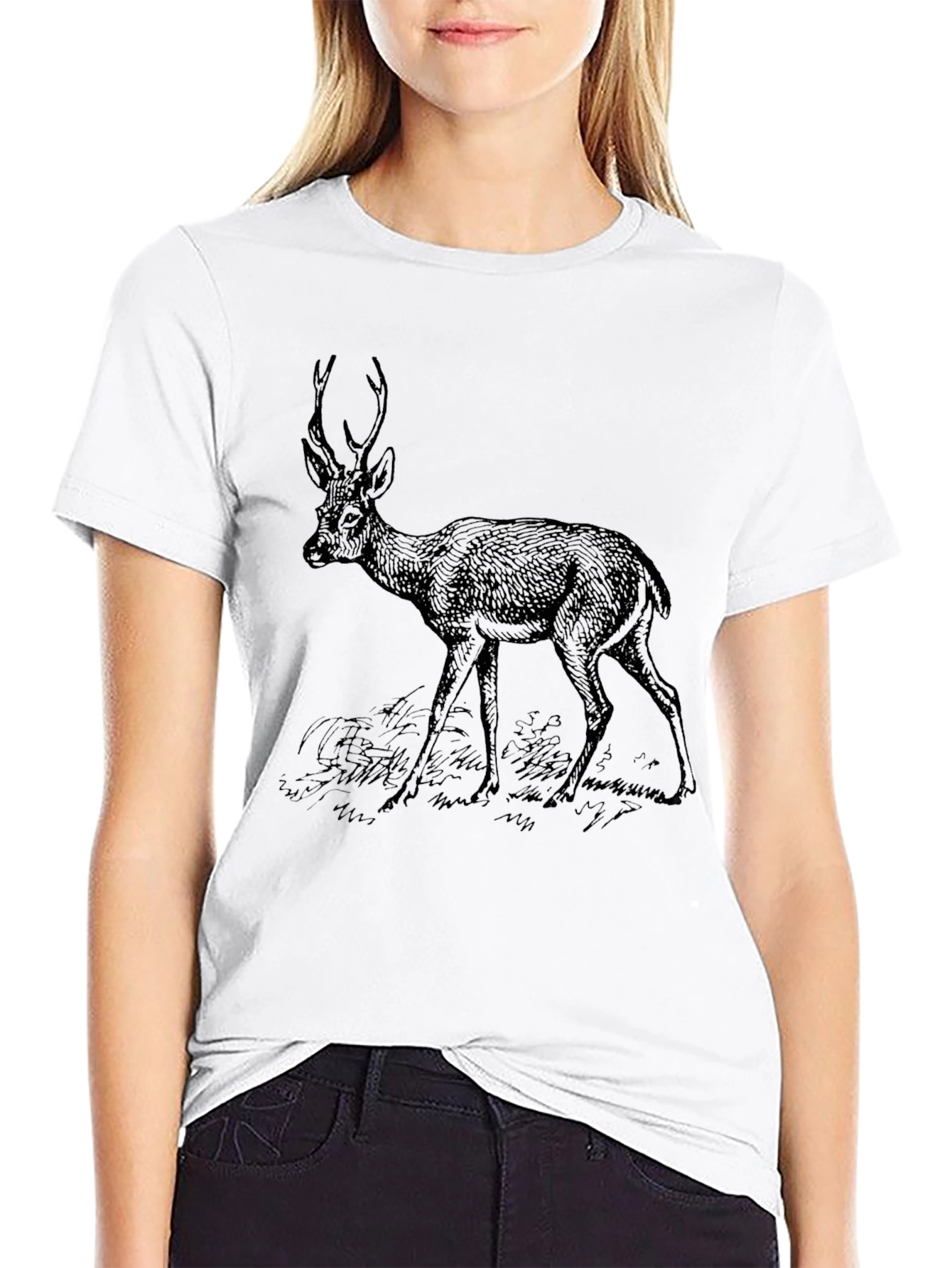 Black Deer Graphic Black T-Shirt view 9