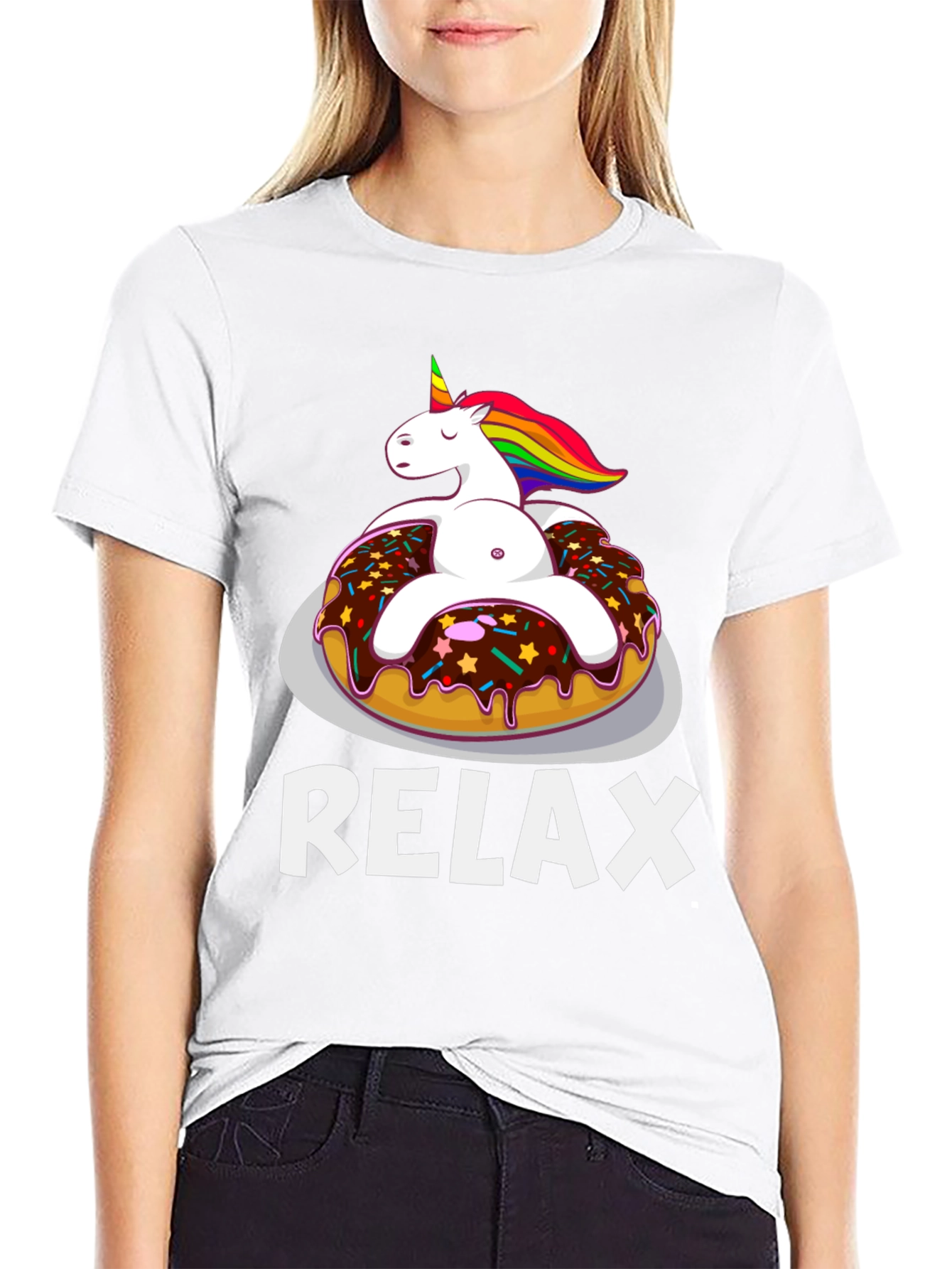 Black Relax Unicorn Donut T-Shirt - Comfort & Style view 9