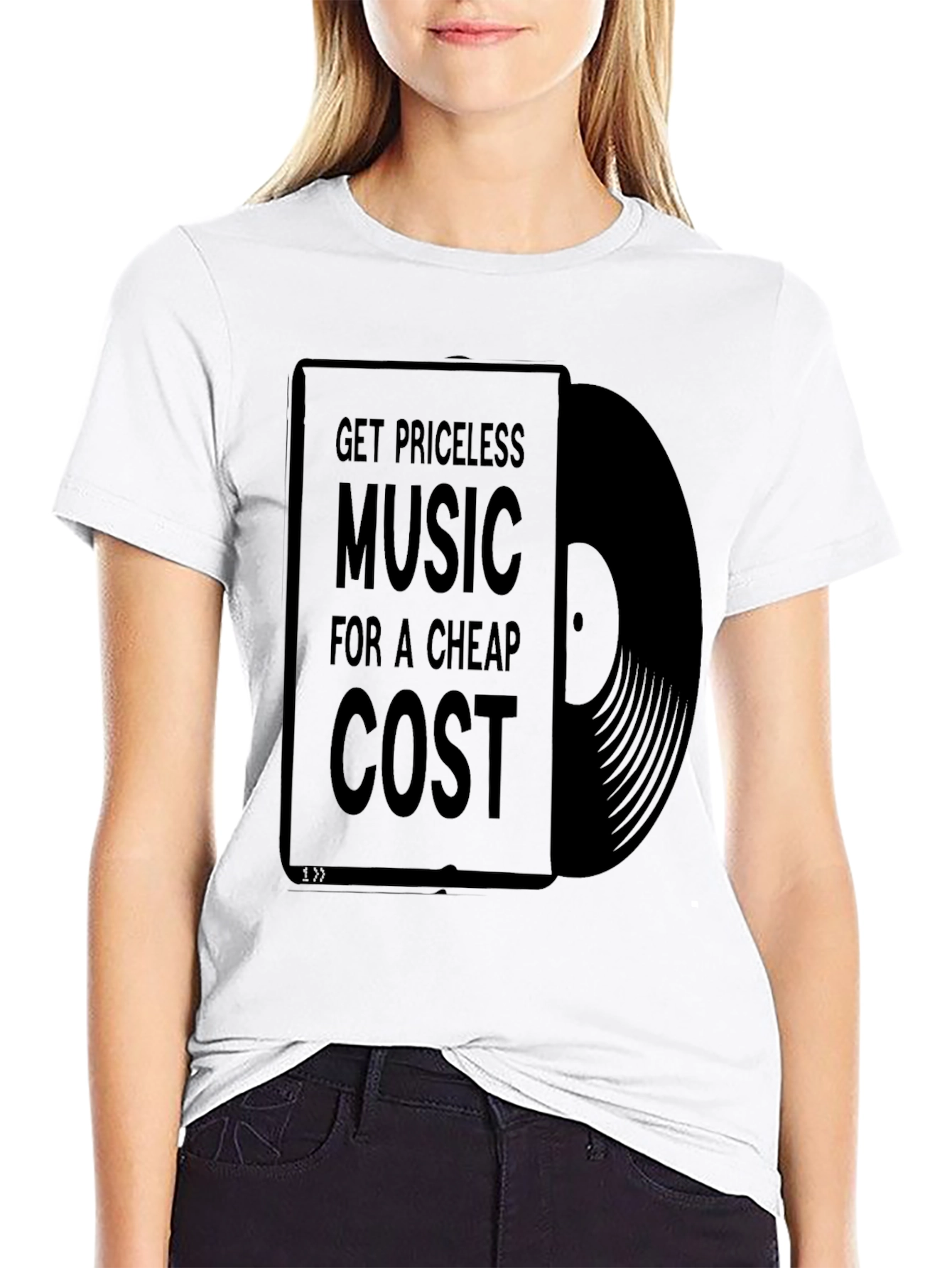 Black Priceless Music Cheap Cost Black Graphic T-Shirt view 9