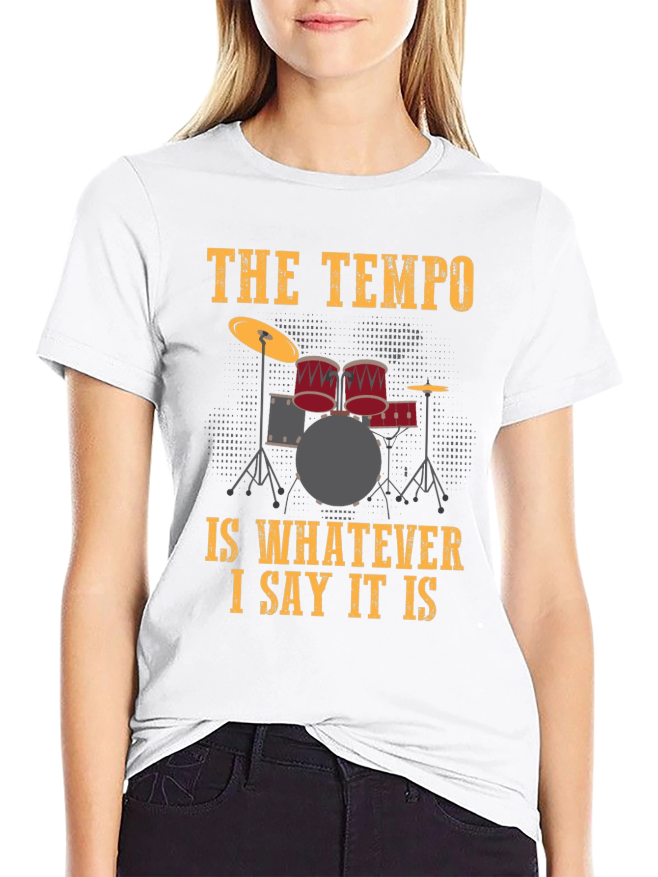 Black Drummer's Tempo T-Shirt - Funny Music Tee view 9
