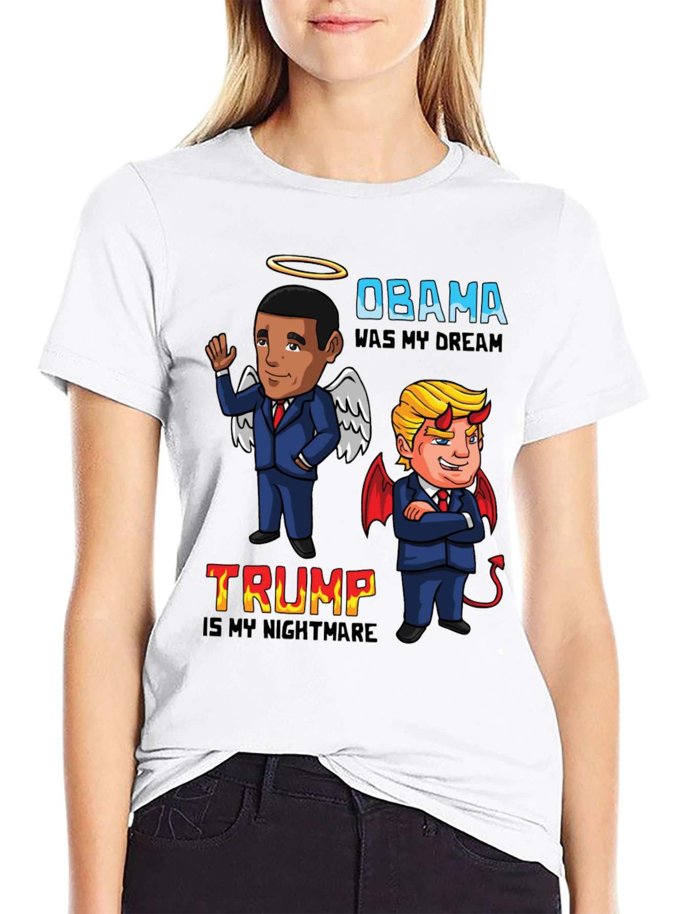 Black Obama Dream Trump Nightmare Political Graphic Tee view 9
