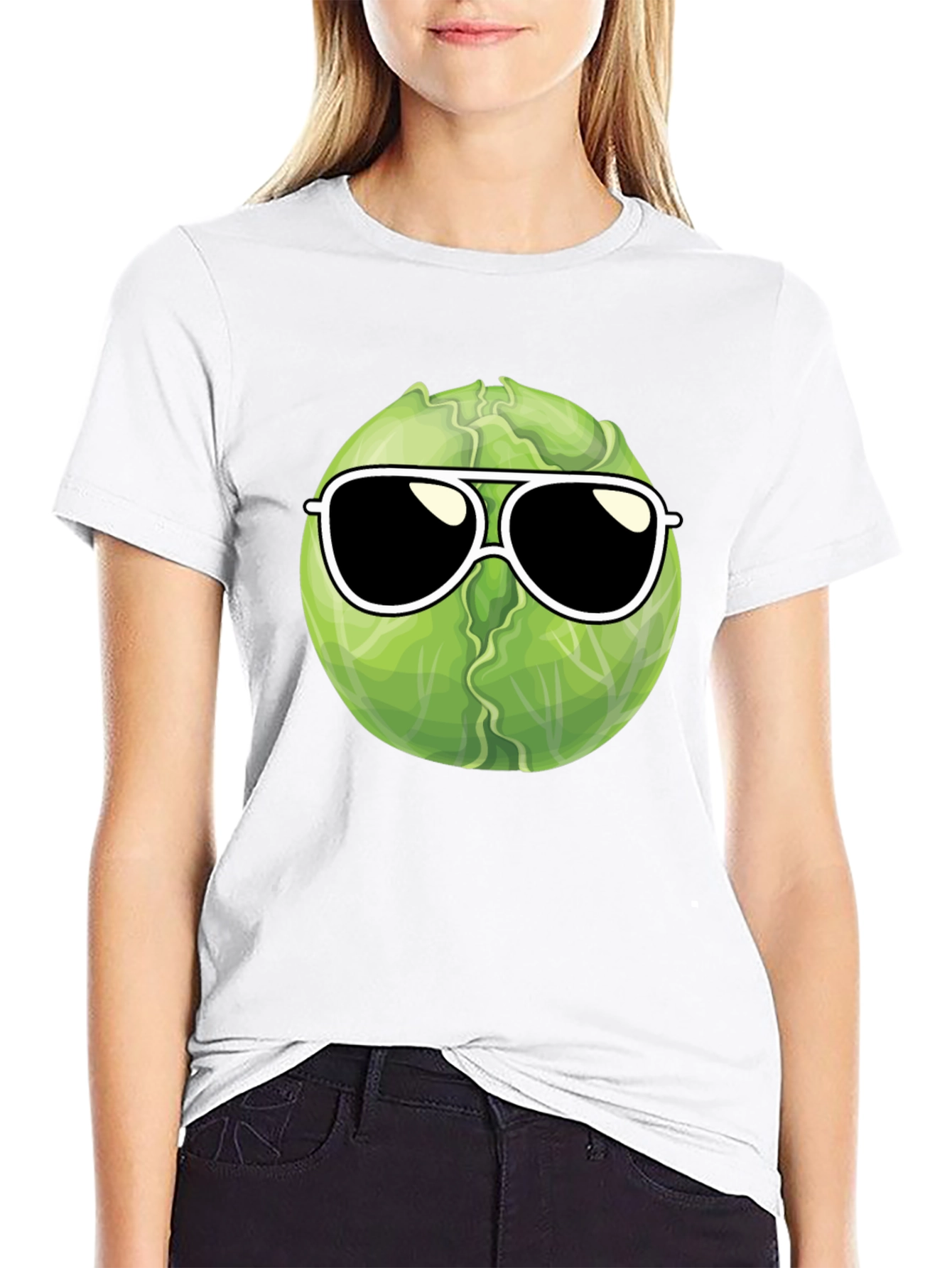 Black Cool Cabbage T-Shirt - Sunglasses Design view 9