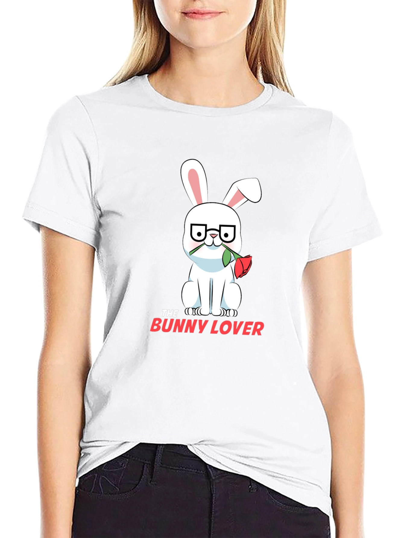 Black The Bunny Lover T-Shirt - Cute Rabbit Design view 9