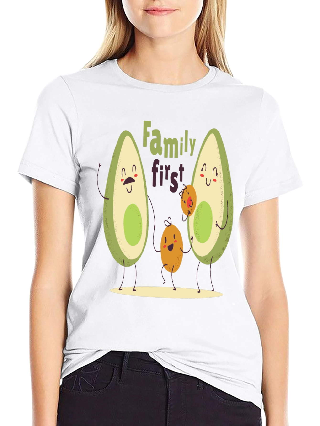 Black Avocado Family First T-Shirt - Cute Graphic Tee view 9