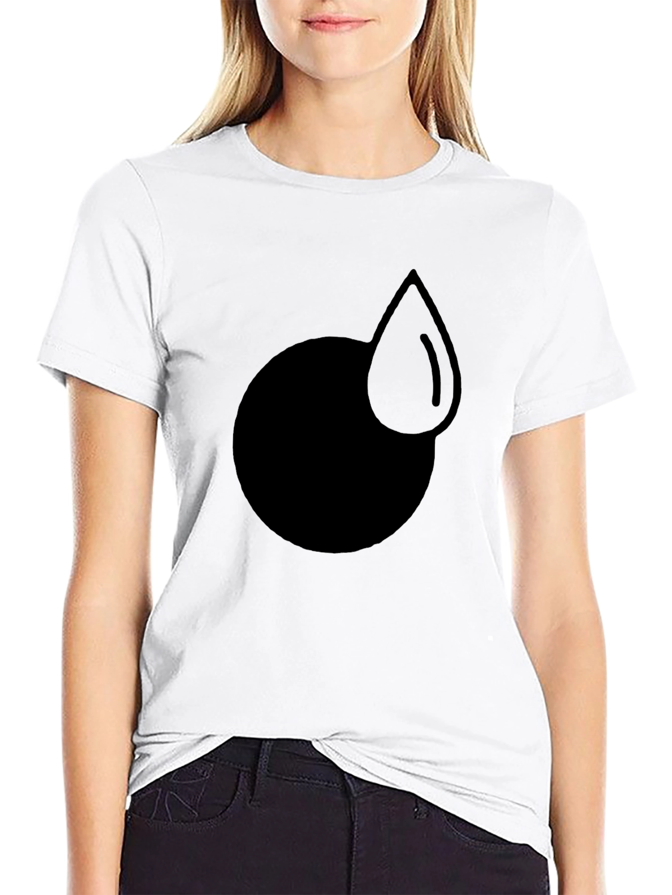 Black Modern Graphic Tee - Circle and Drop Design view 9