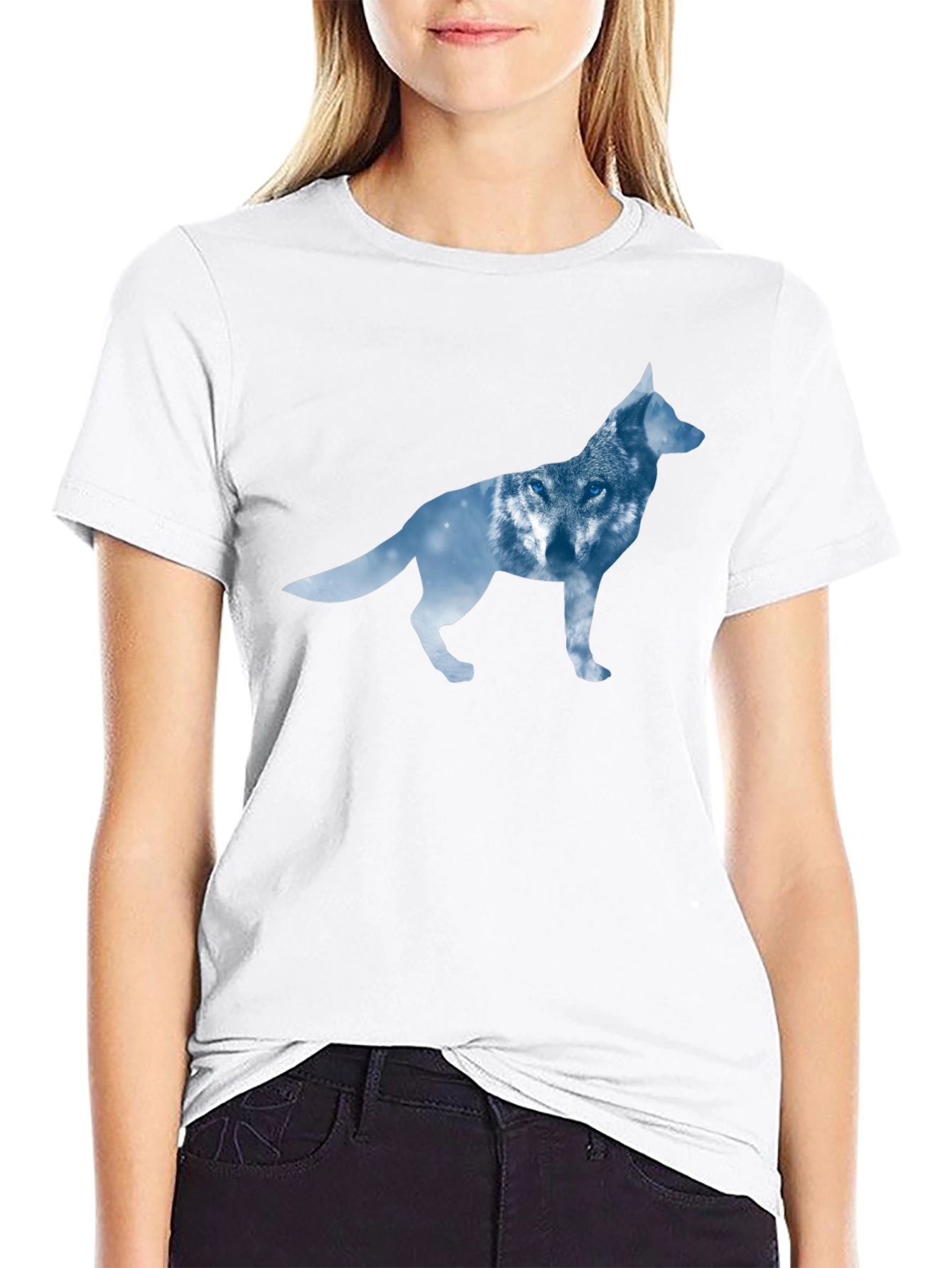 Black Wolf Silhouette T-Shirt - Modern Graphic Tee view 9