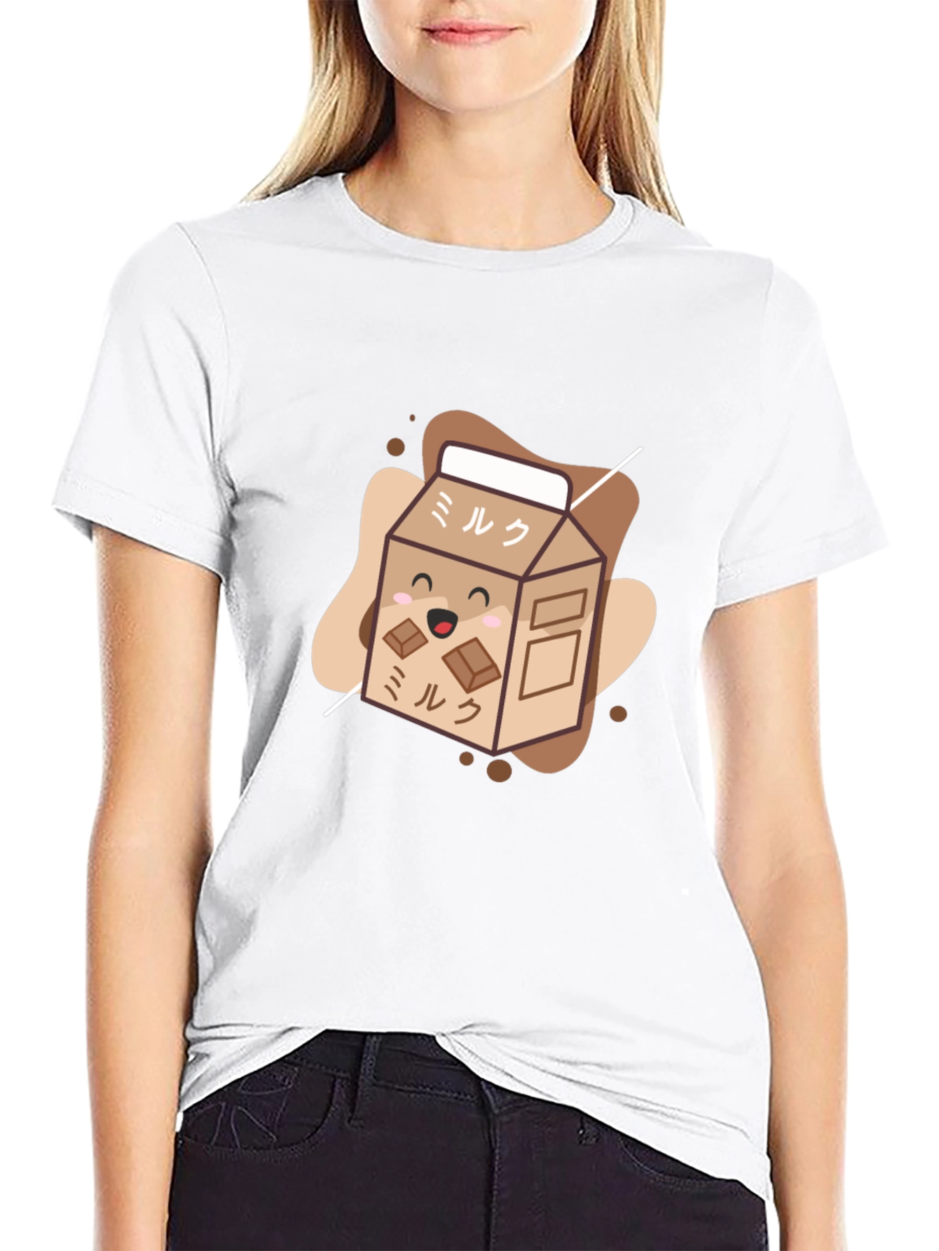 Black Kawaii Chocolate Milk Carton T-Shirt view 9