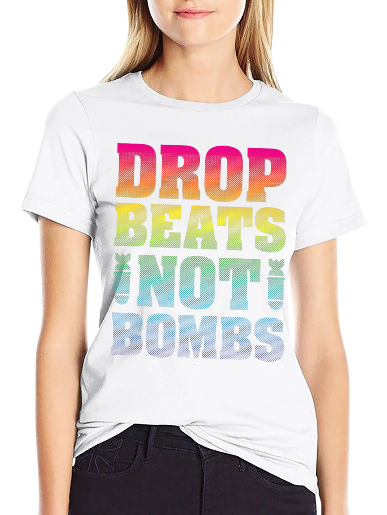 Black Drop Beats Not Bombs Graphic T-Shirt view 9