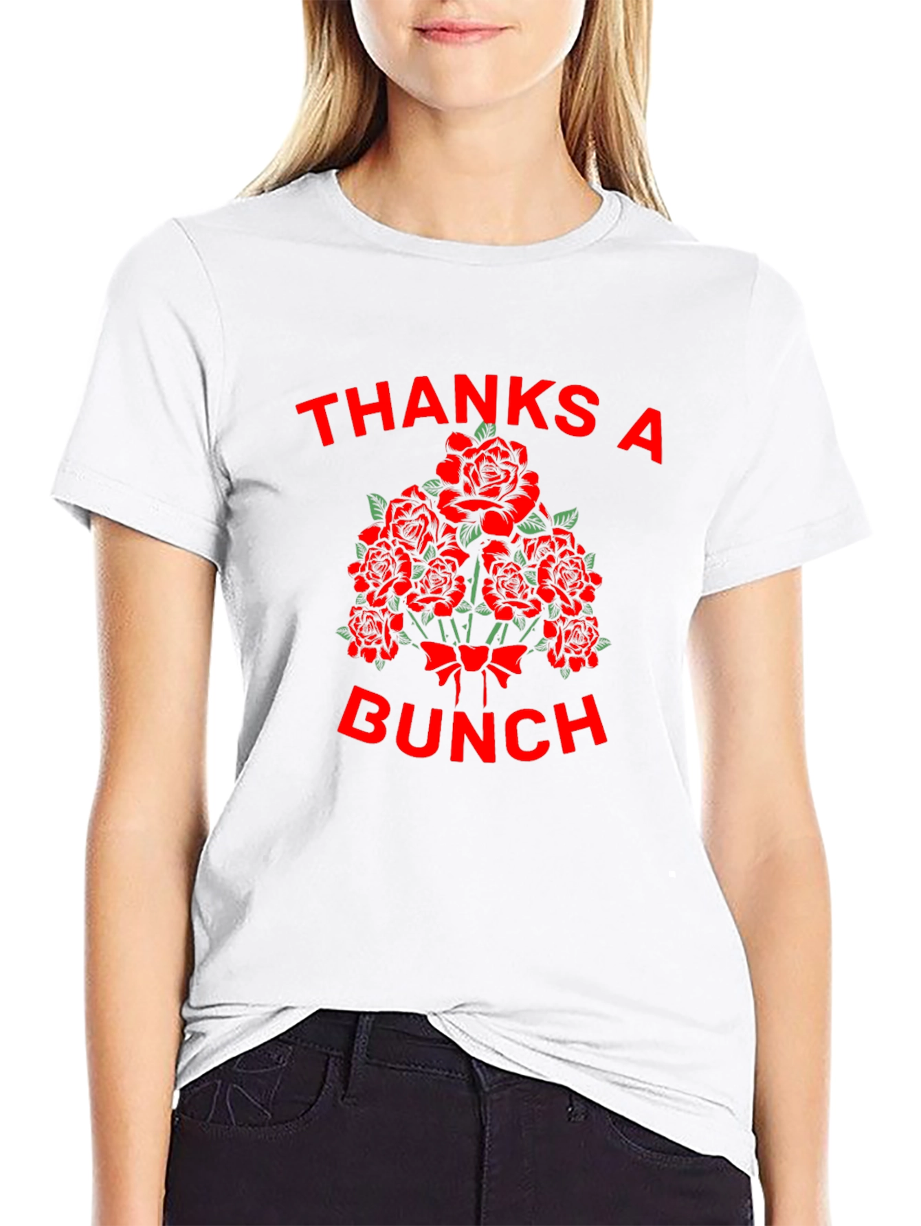 Black Thanks A Bunch Rose Bouquet Graphic T-Shirt view 9