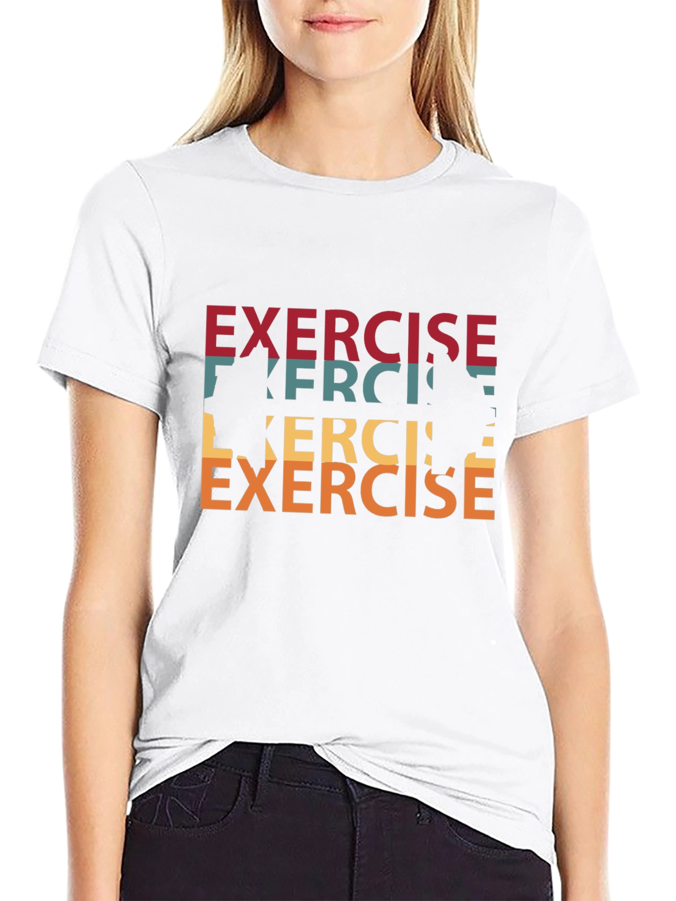 Black Retro Exercise Graphic Tee - Black Cotton T-Shirt view 9
