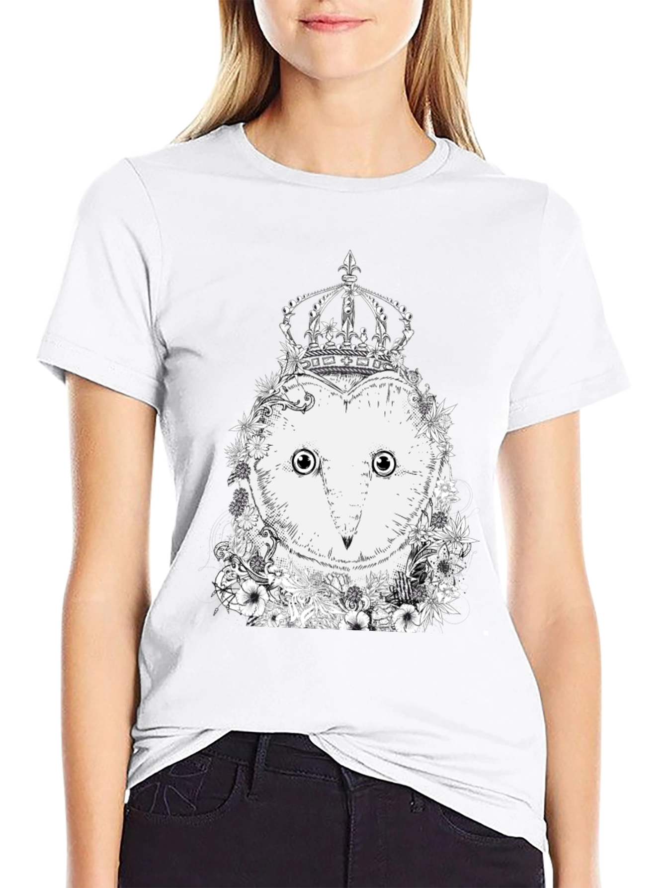 Black Owl Crown Graphic Tee - Unique Design view 9