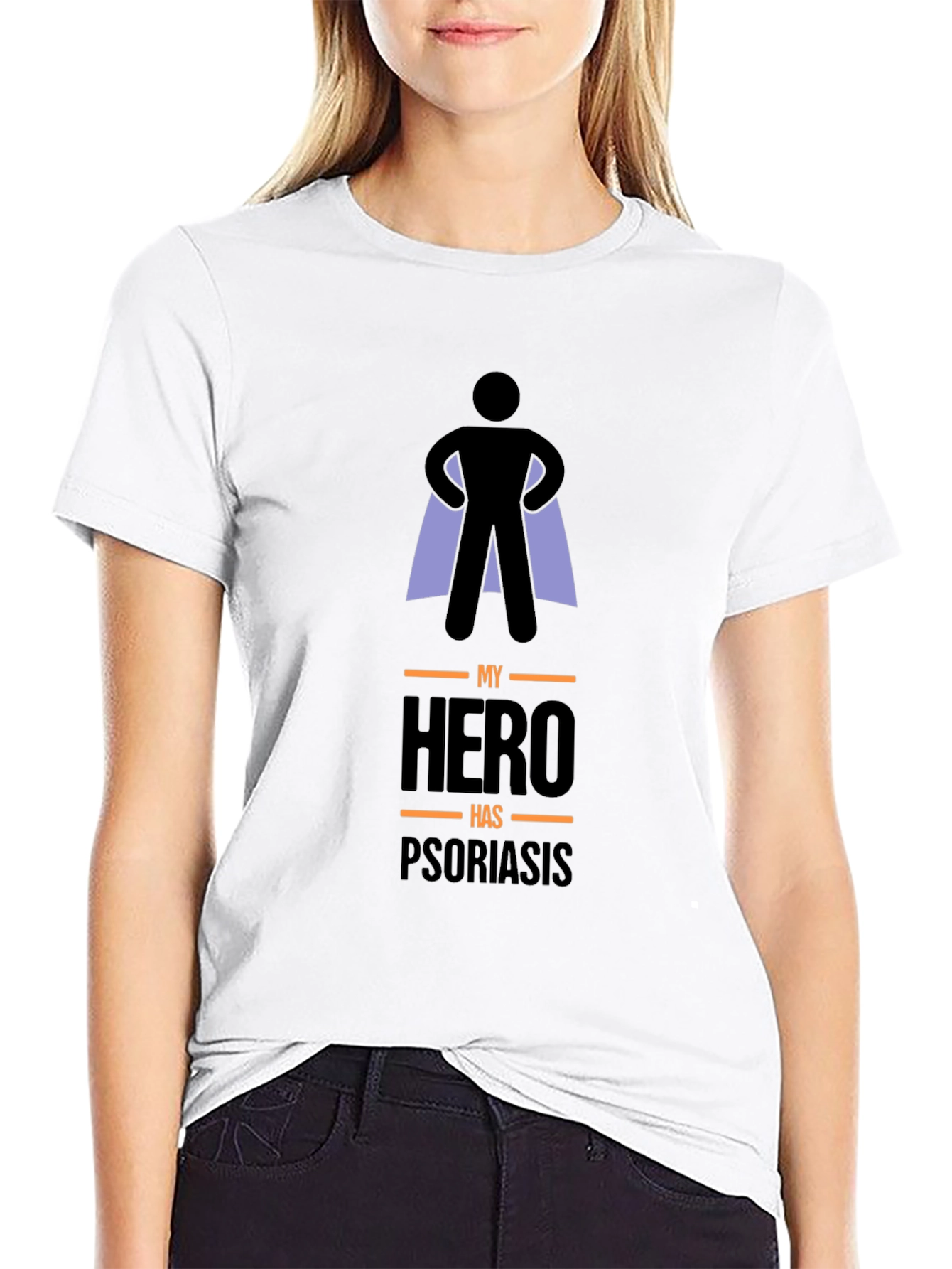 Black My Hero Has Psoriasis T-Shirt view 9
