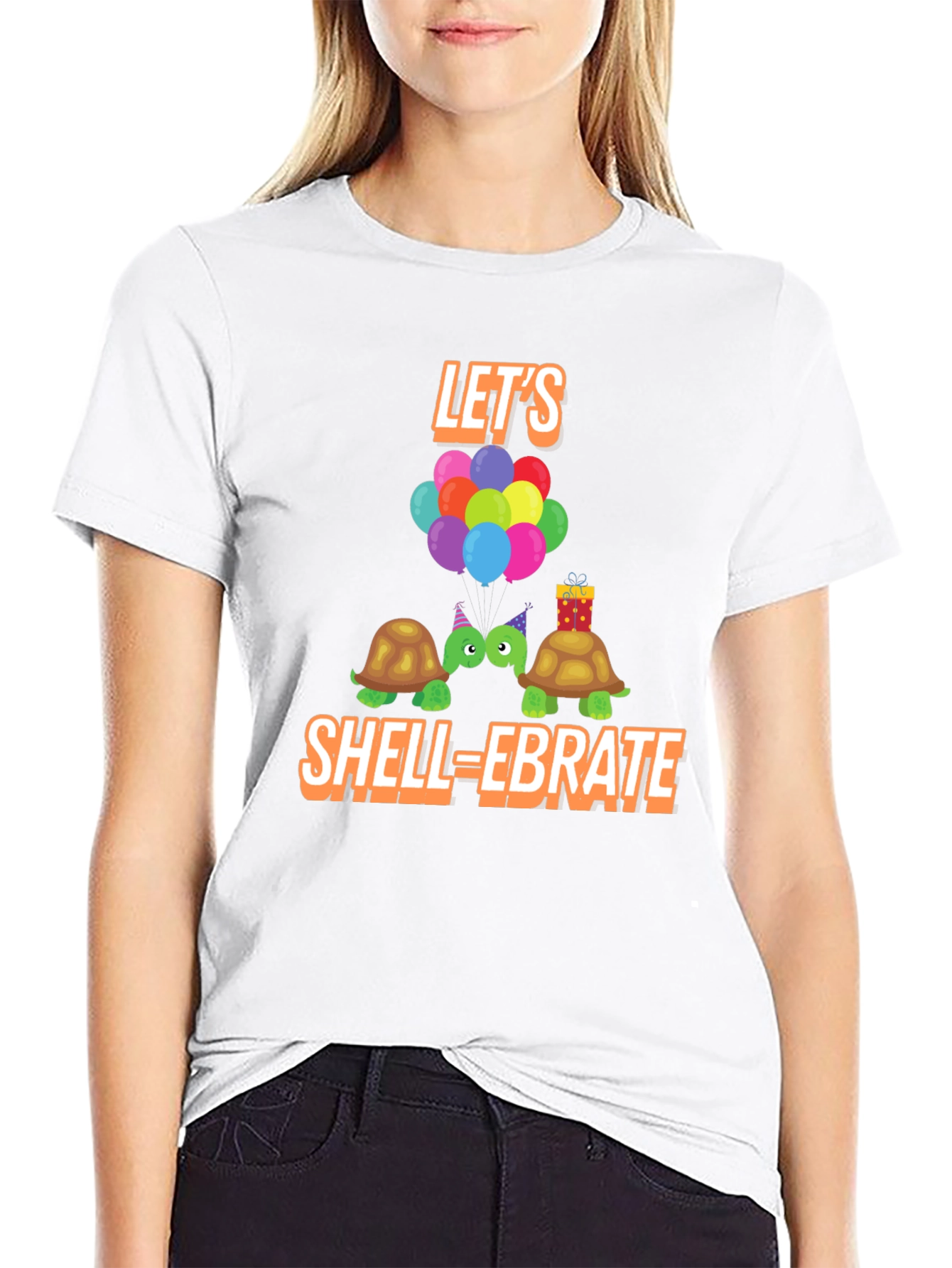 Black Let's Shell-ebrate Turtles Graphic Tee view 9