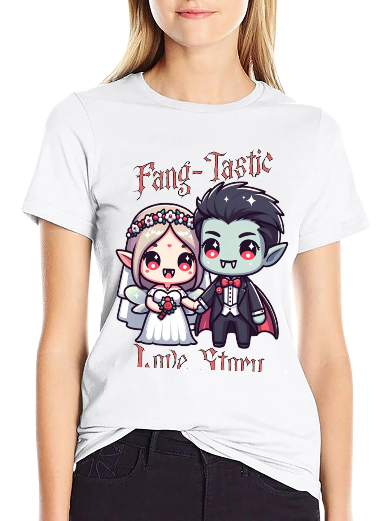 Black Fang-Tastic Vampire Couple Graphic Tee view 9