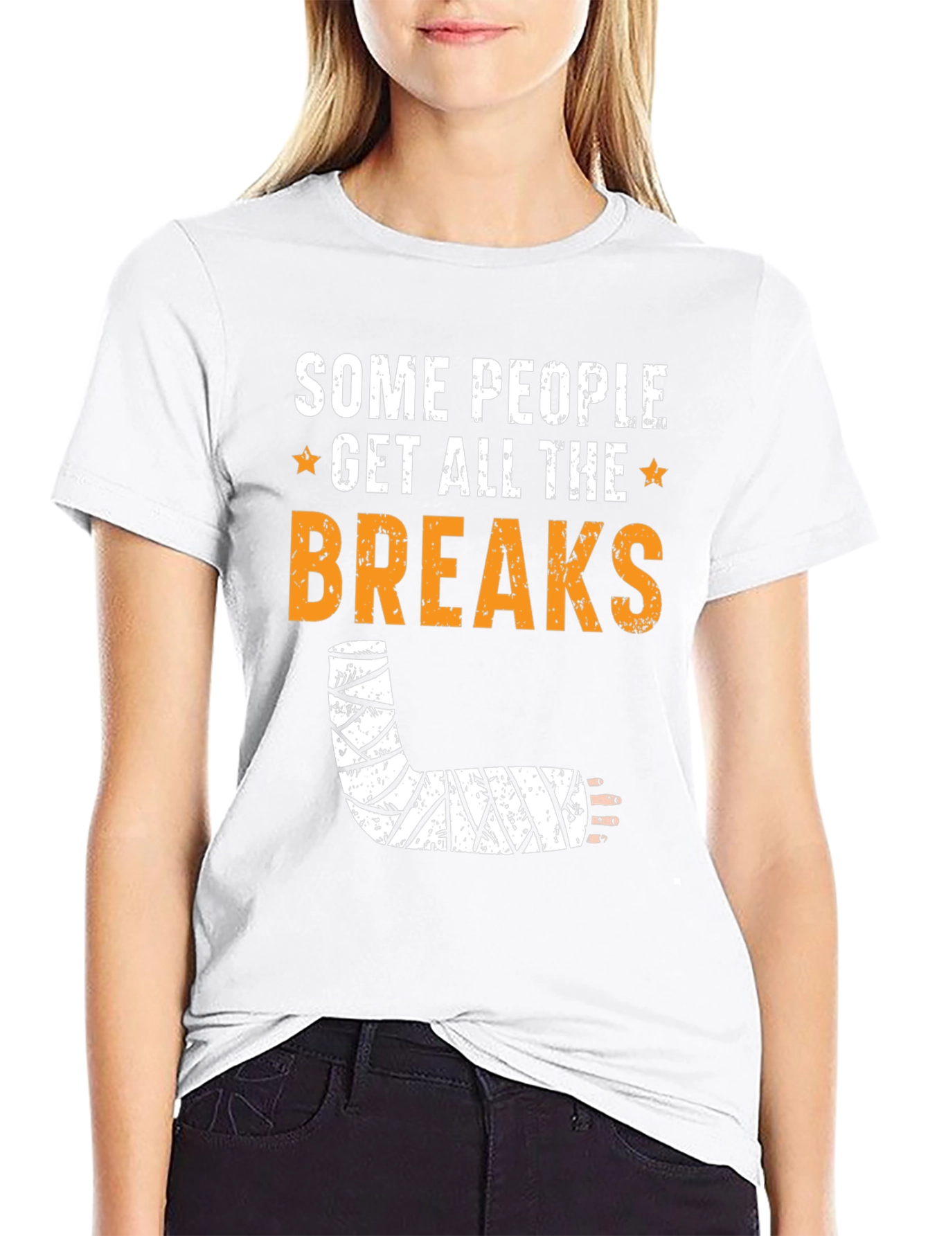 Black Some People Get All the Breaks Funny Broken Arm T-Shirt view 9