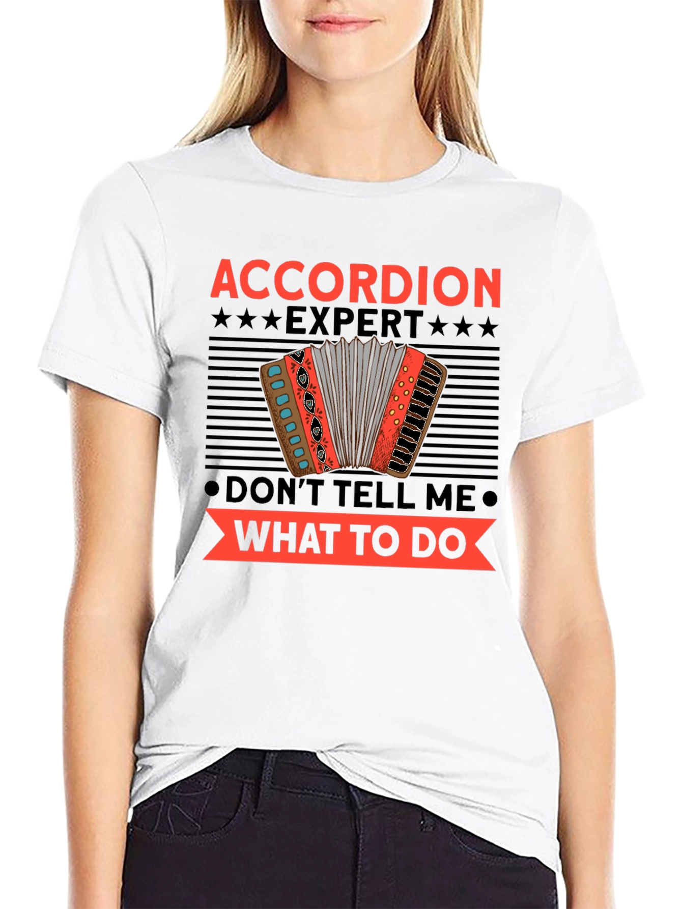 Black Accordion Expert Funny T-Shirt view 9