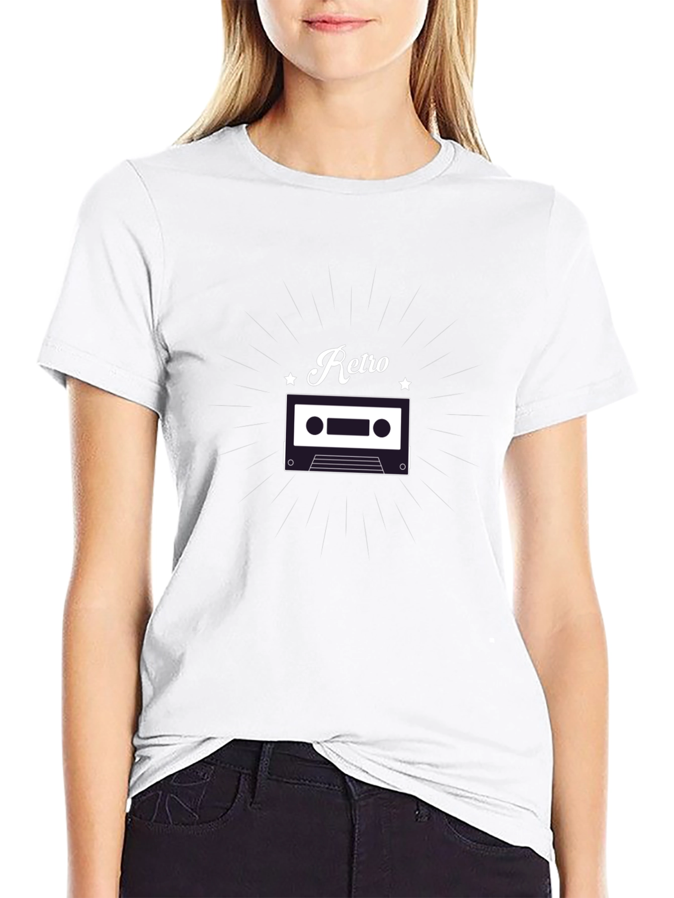 Black Retro Cassette Graphic Tee - Classic Style view 9