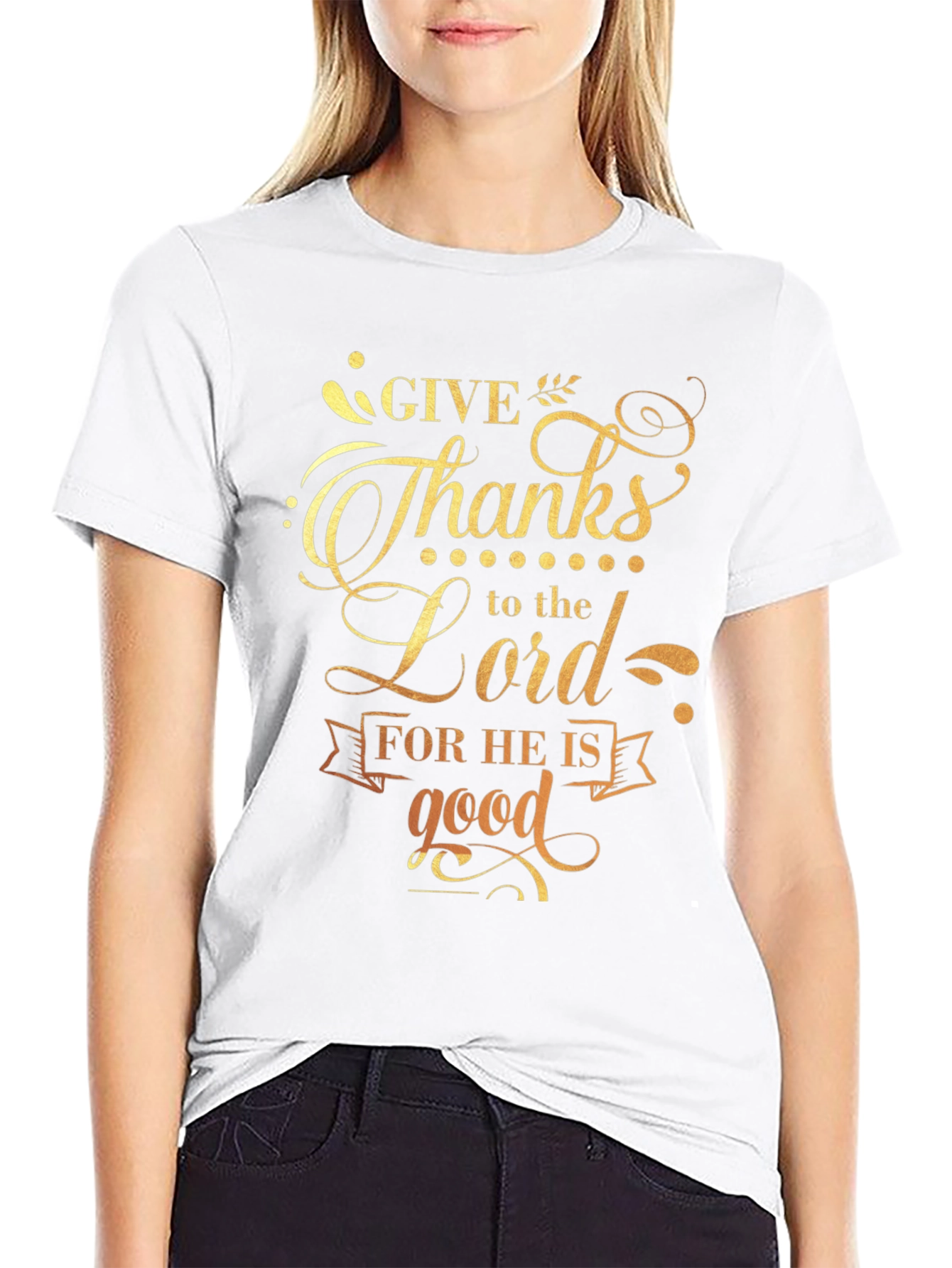 Black Give Thanks to the Lord Black Graphic T-Shirt view 9