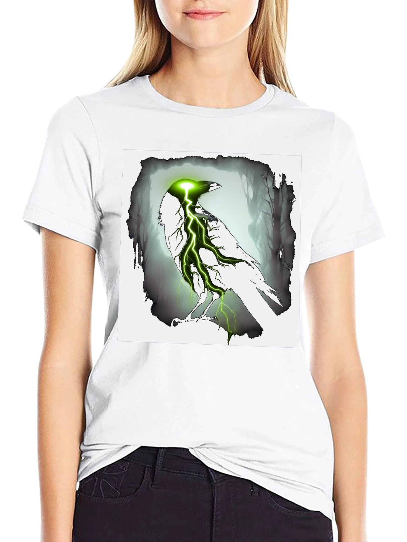 Black Electric Raven Graphic Tee - Dark Fantasy Style view 9
