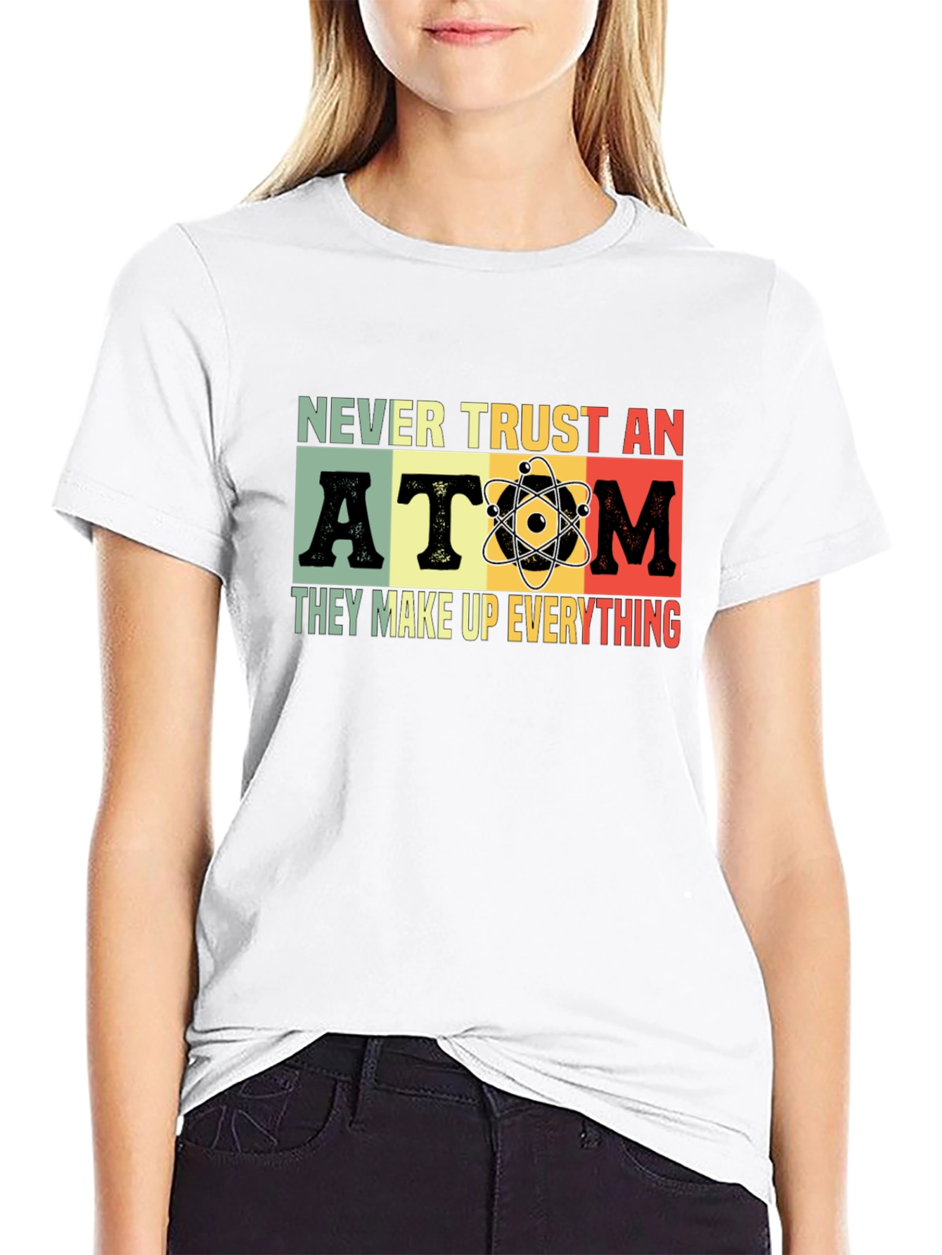 Black Never Trust An Atom Graphic T-Shirt view 9