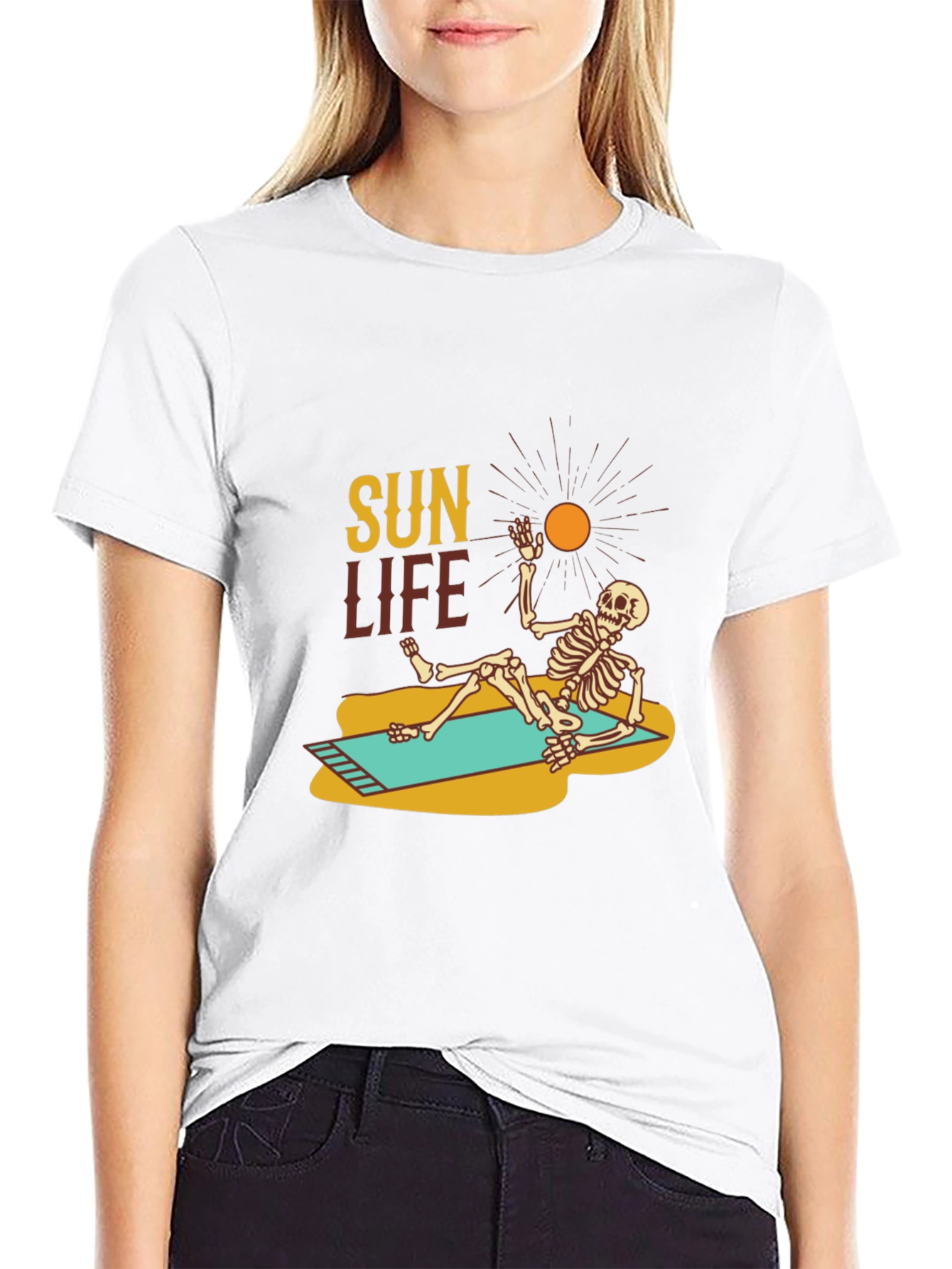 Black Sun Life Skeleton T-Shirt - Relaxed Beach Vibes view 9