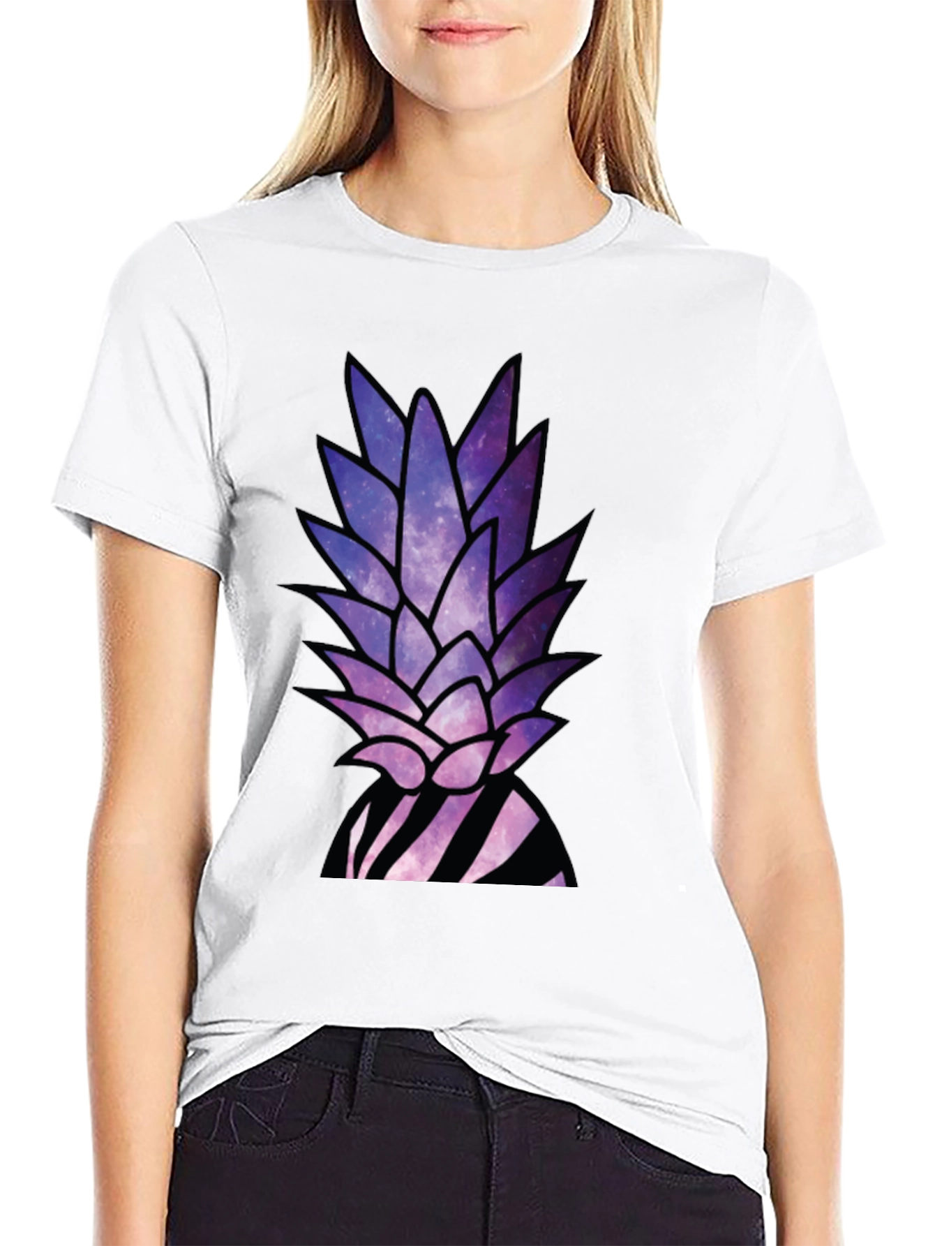 Black Galaxy Pineapple T-Shirt - Unique Graphic Tee view 9