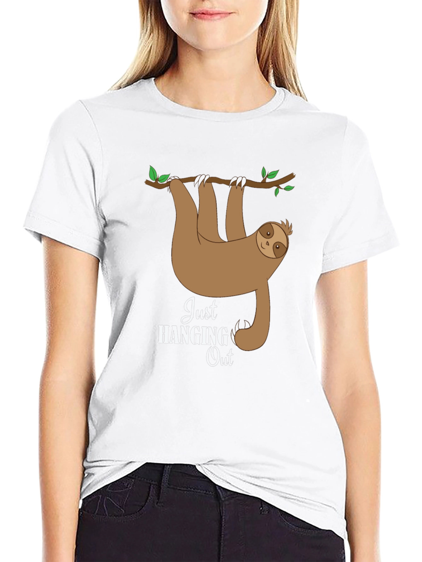 Black Hanging Sloth Graphic Tee - Just Hanging Out T-Shirt view 9