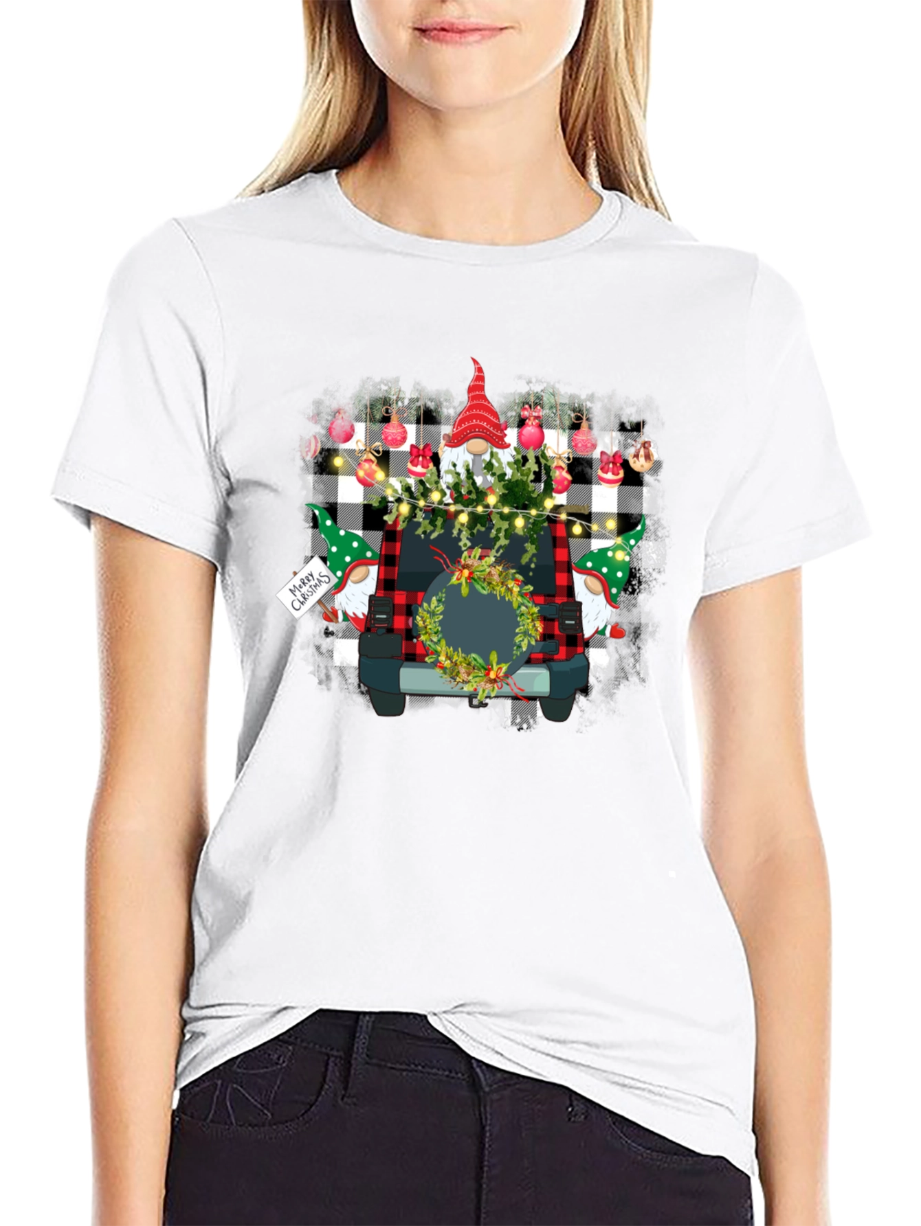 Black Festive Gnome Car Graphic Tee view 9