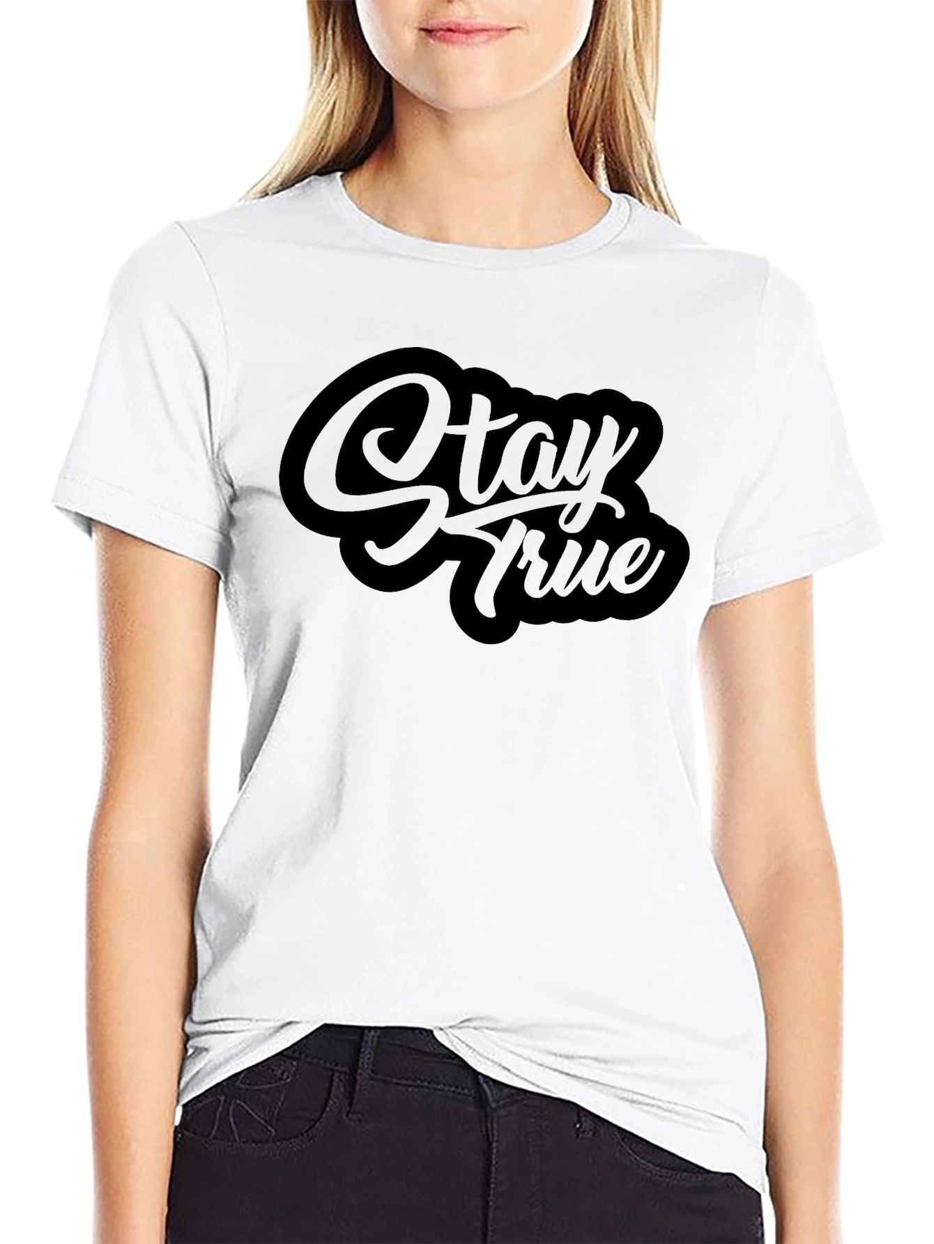 Black Stay True Black Graphic Tee - Stylish Casual Wear view 9