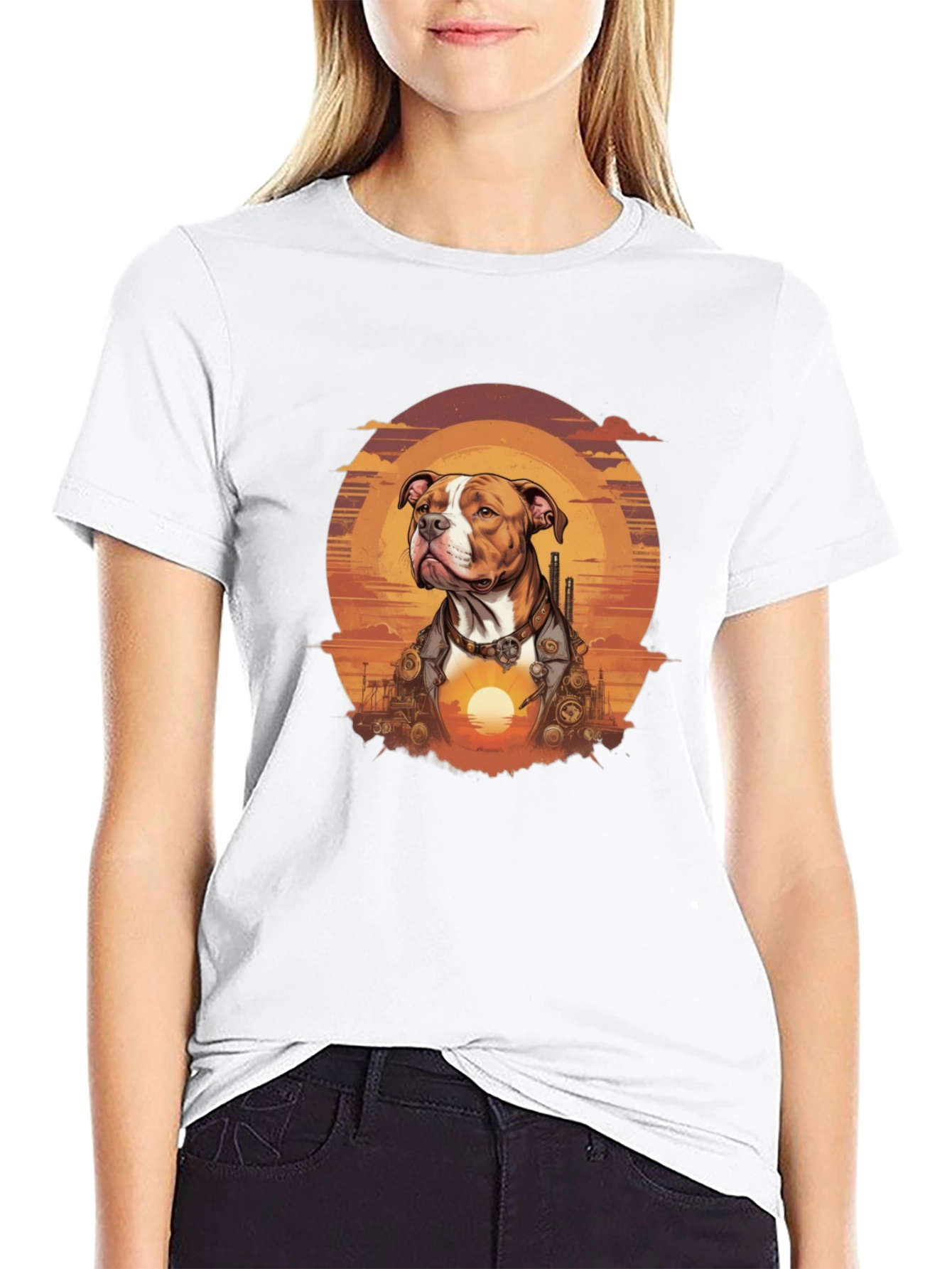 Black Steampunk Dog T-Shirt - Unique Graphic Tee view 9