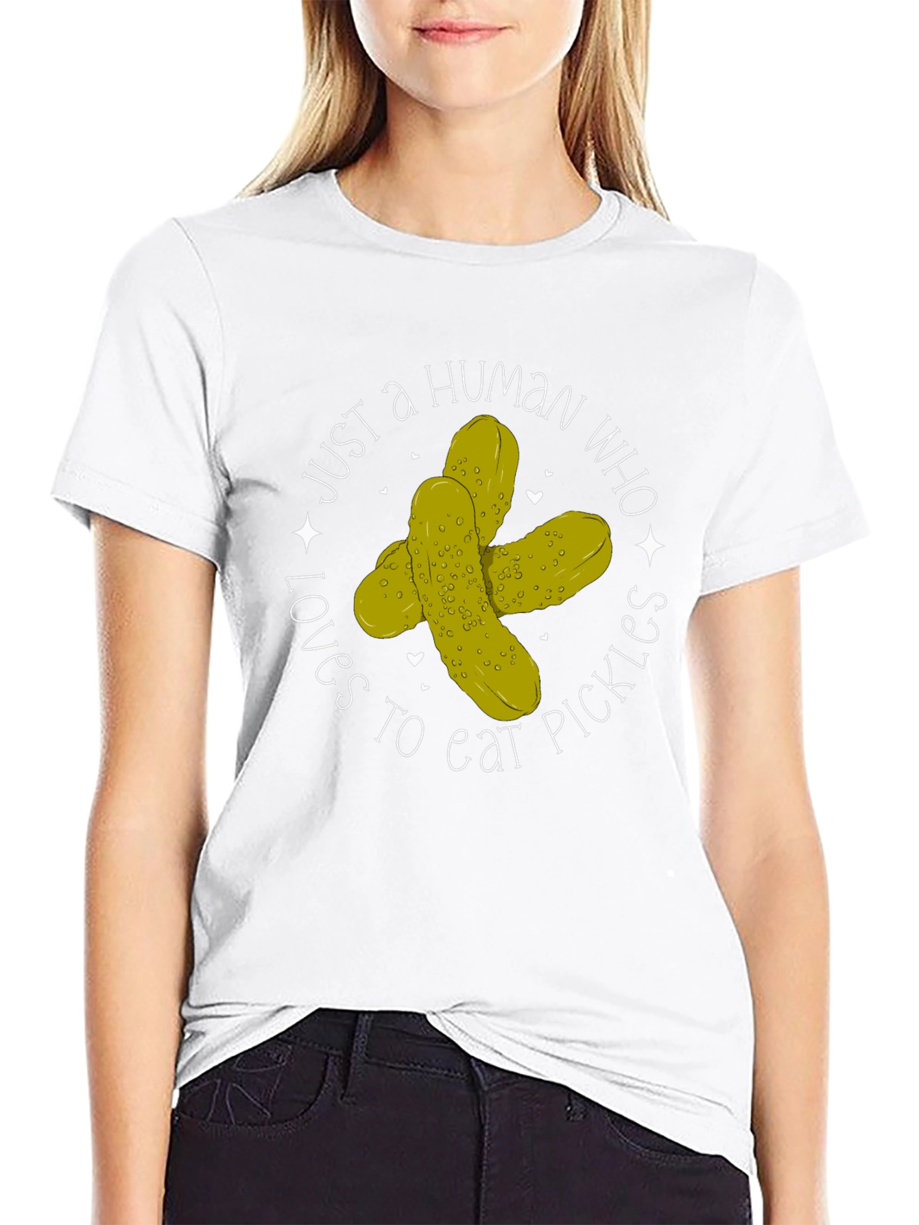 Black Pickle Lover T-Shirt - Human Who Loves Pickles view 9