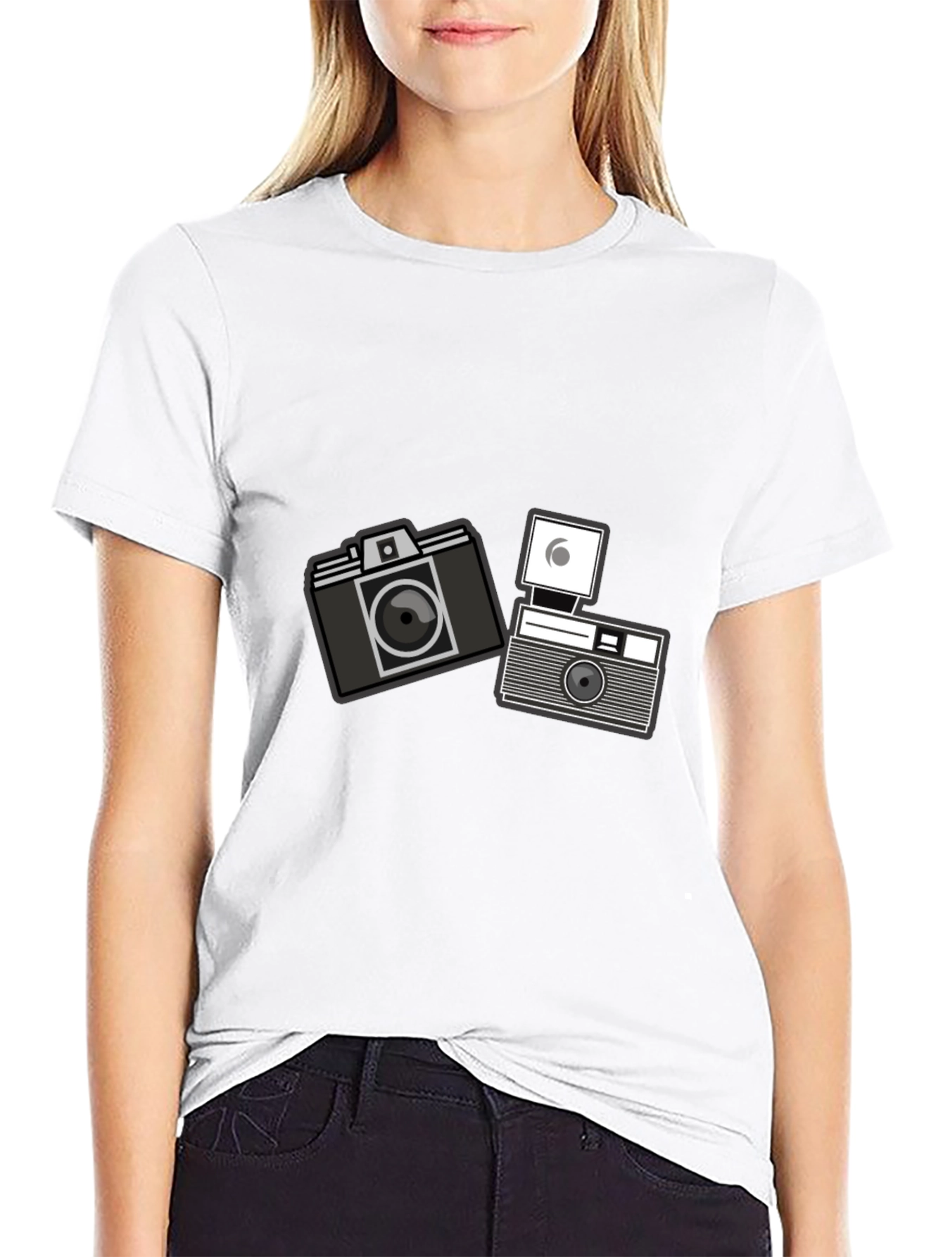 Black Retro Camera Graphic T-Shirt - Black Cotton Tee view 9