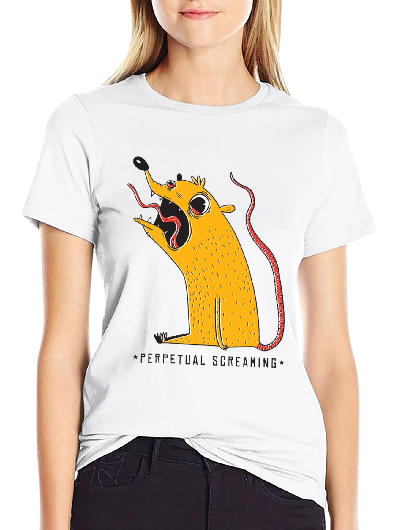 Black Perpetual Screaming Rat Graphic Tee - Unisex view 9