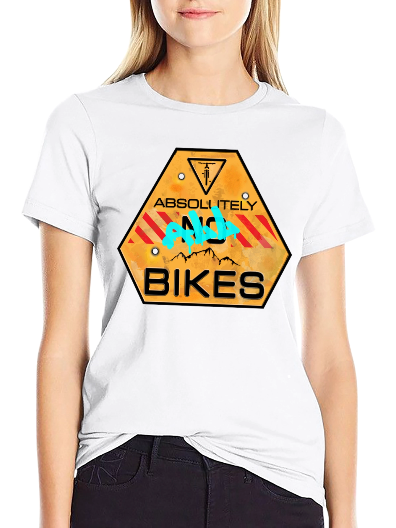 Black Absolutely No Bikes T-Shirt - Novelty Graphic Tee view 9