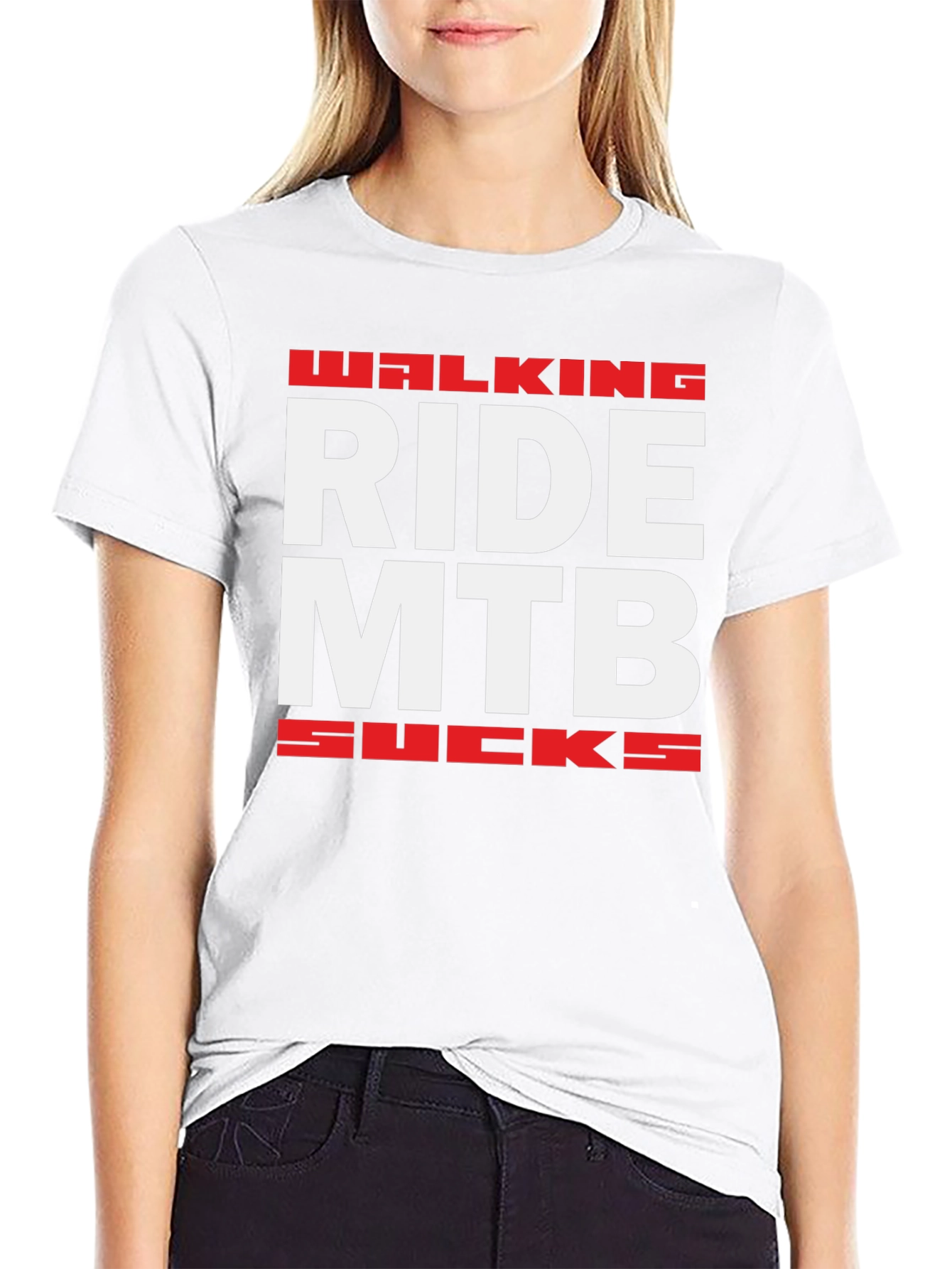 Black Walking Ride MTB Sucks T-Shirt view 9
