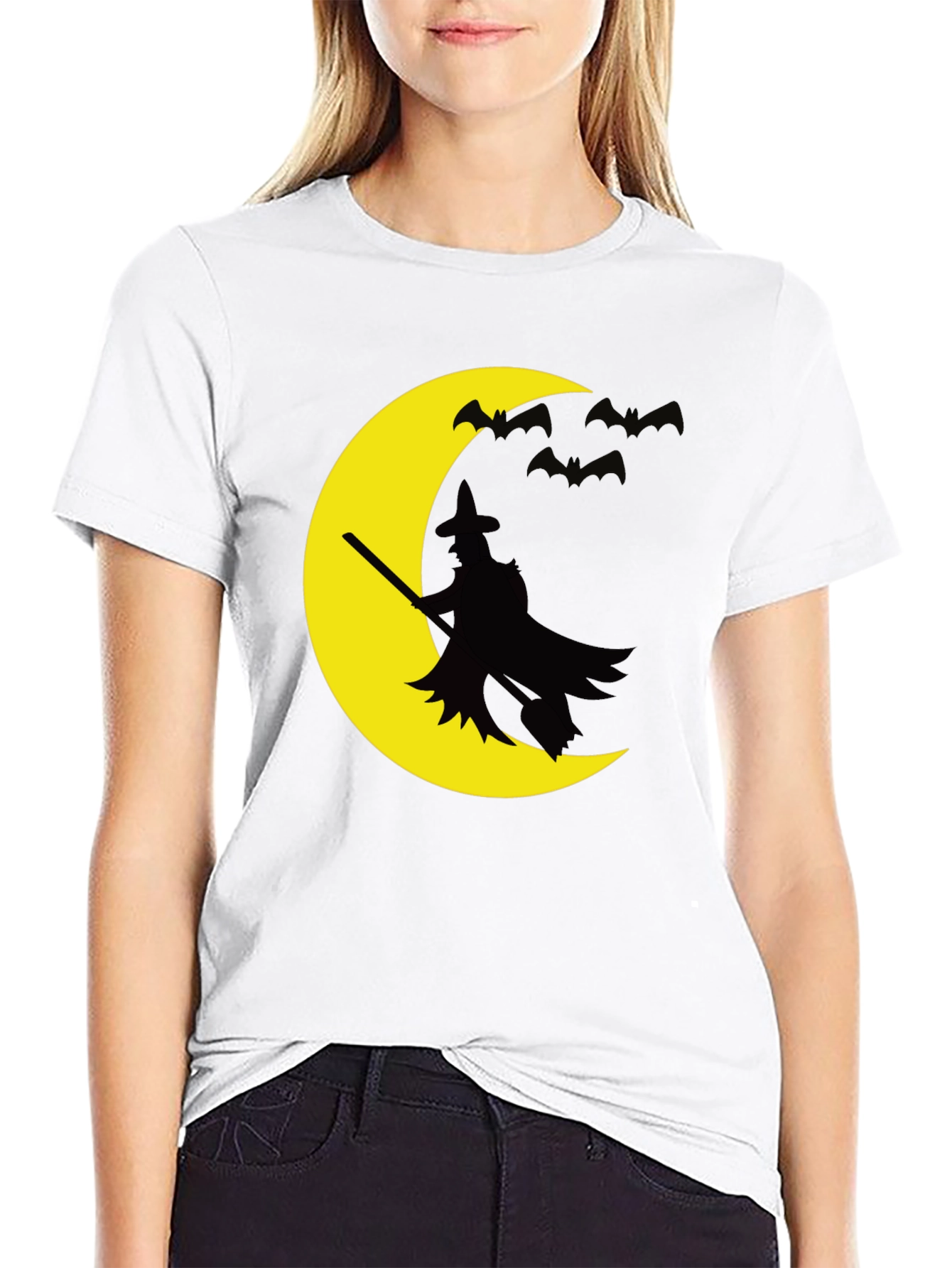 Black Halloween Witch Moon Graphic T-Shirt view 9