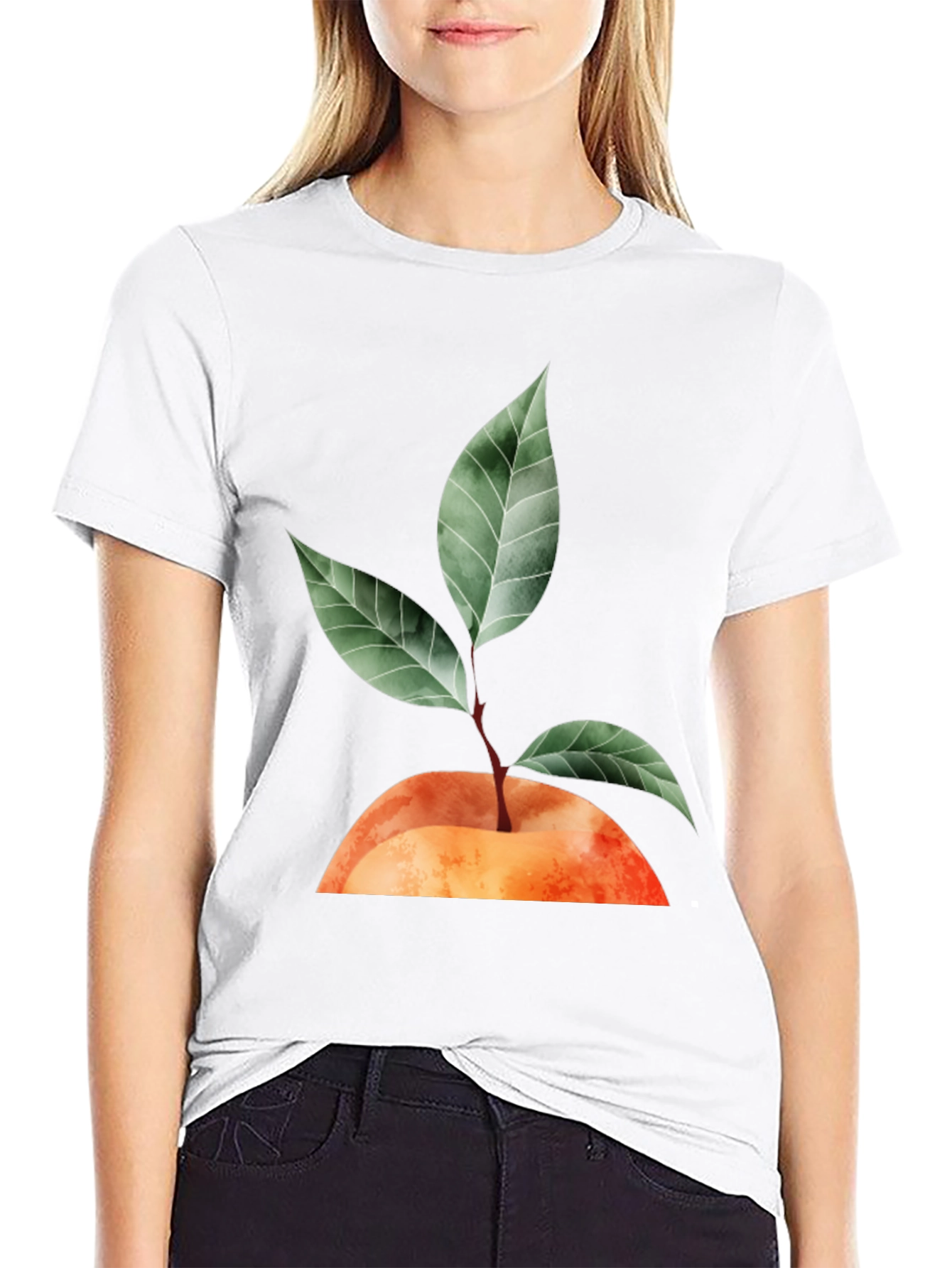 Black Peach Plant Graphic T-Shirt - Unisex Casual Tee view 9