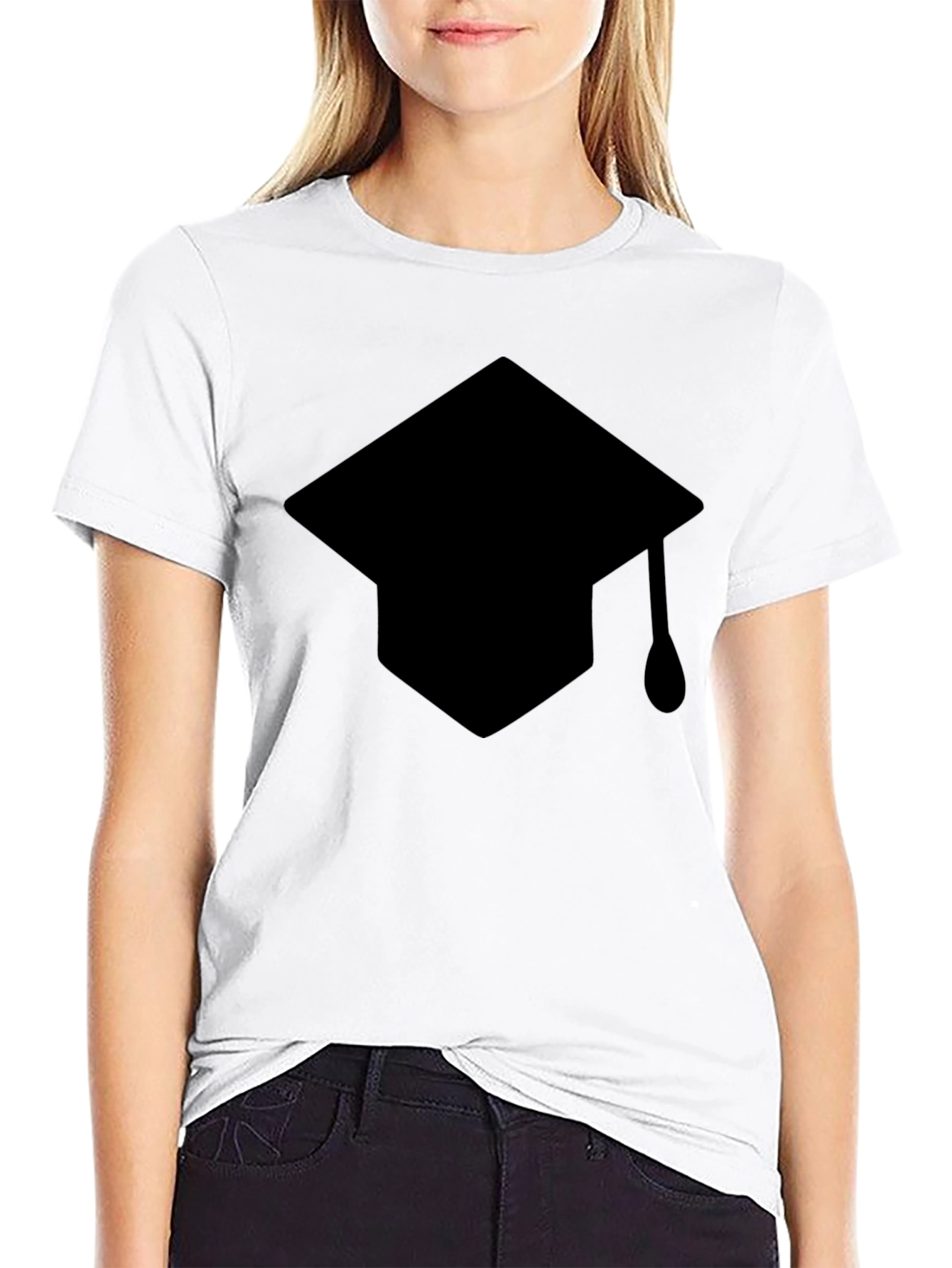 Black Graduation Cap Graphic T-Shirt - Black view 9