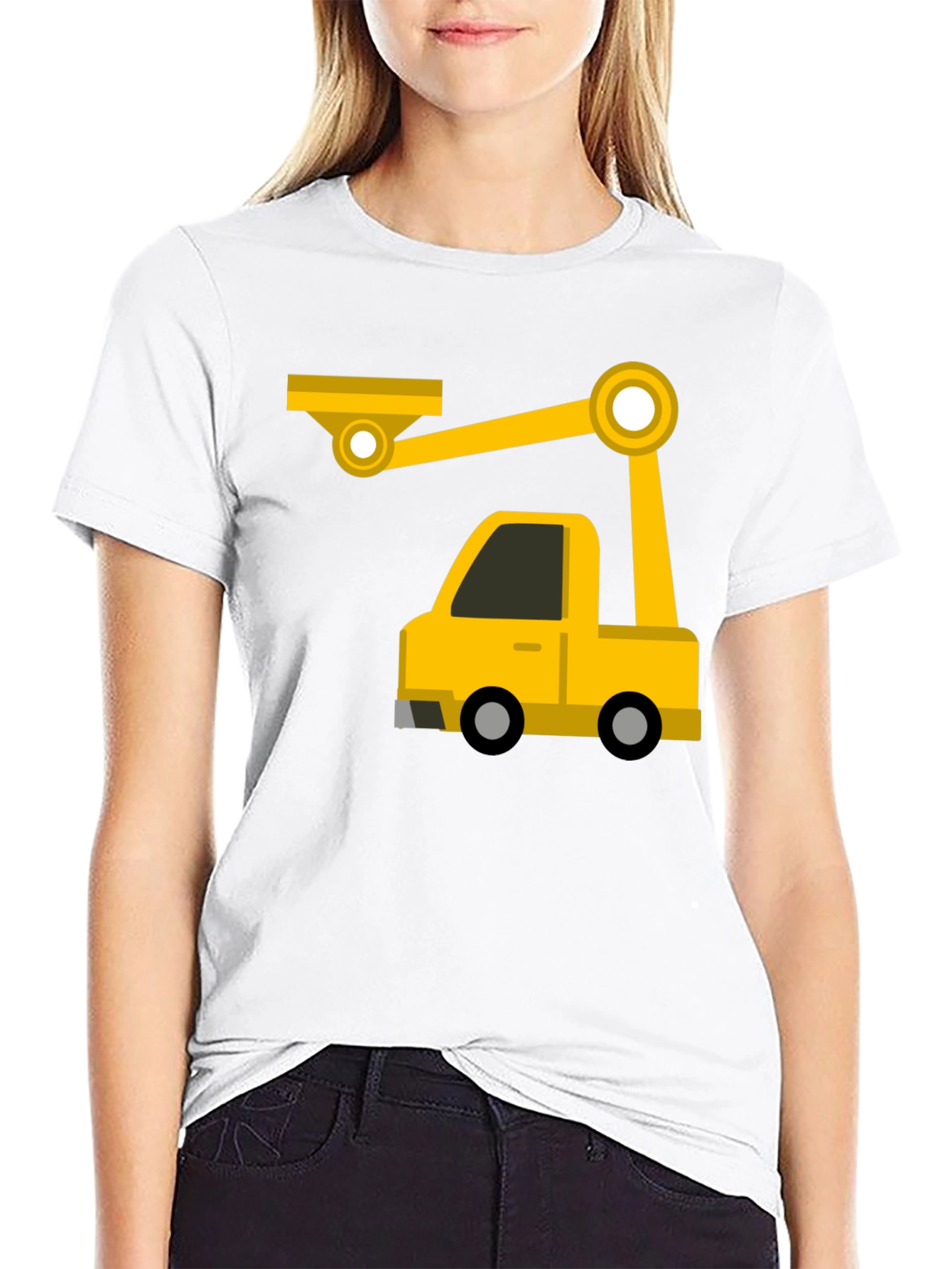 Black Construction Crane Truck Graphic Tee view 9