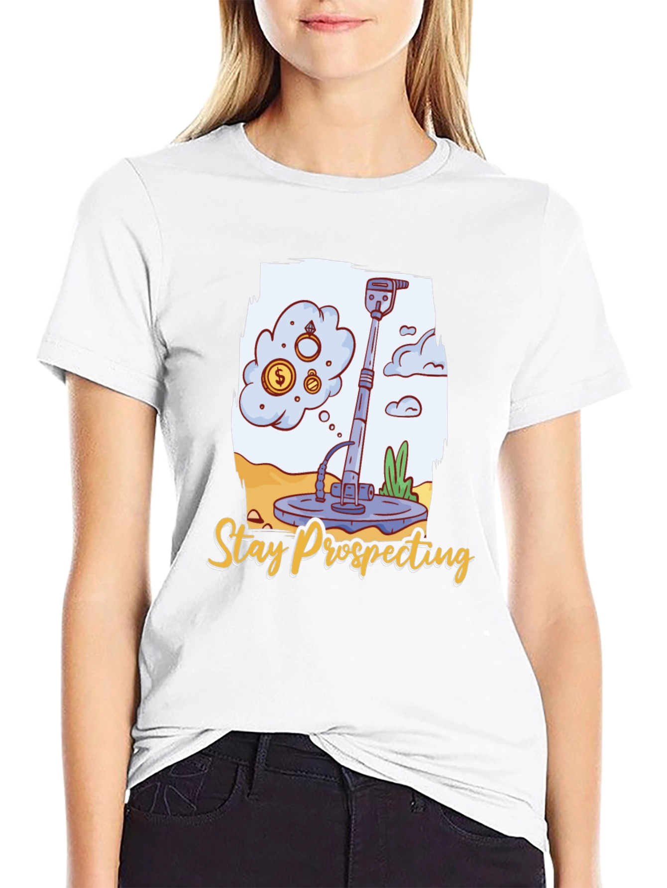 Black Stay Prospecting Metal Detector T-Shirt view 9