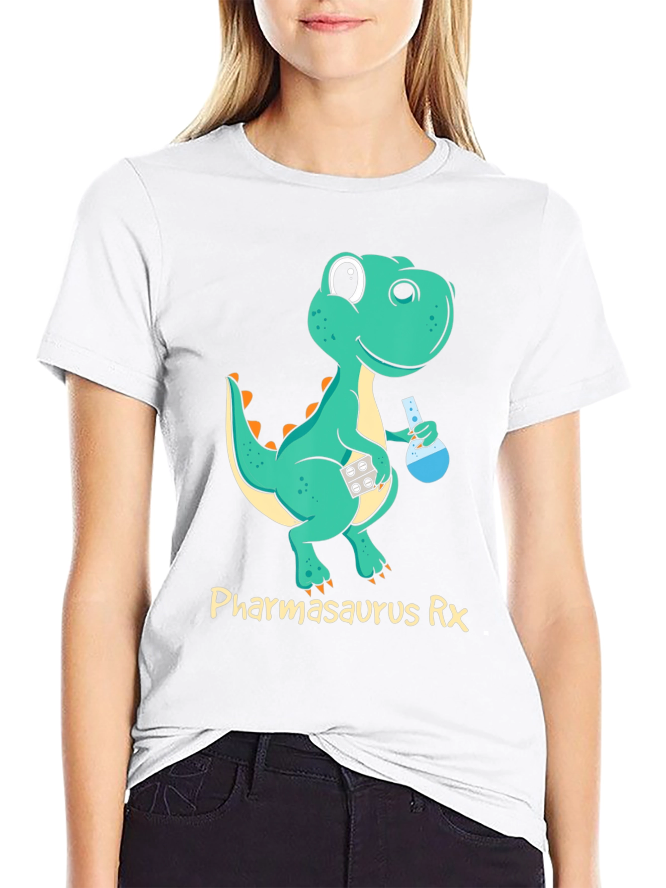 Pharmasaurus Rx Black T-Shirt - Dinosaur Pharmacist! - 9