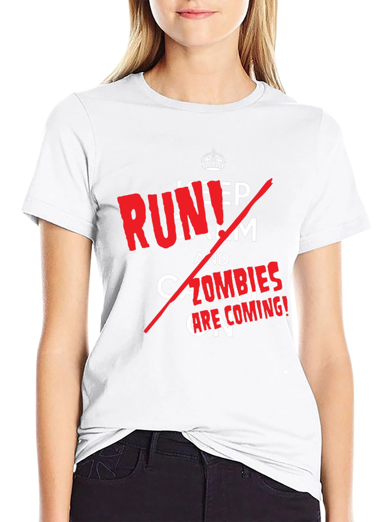 Black Keep Calm, Zombies are Coming! Novelty T-Shirt view 9